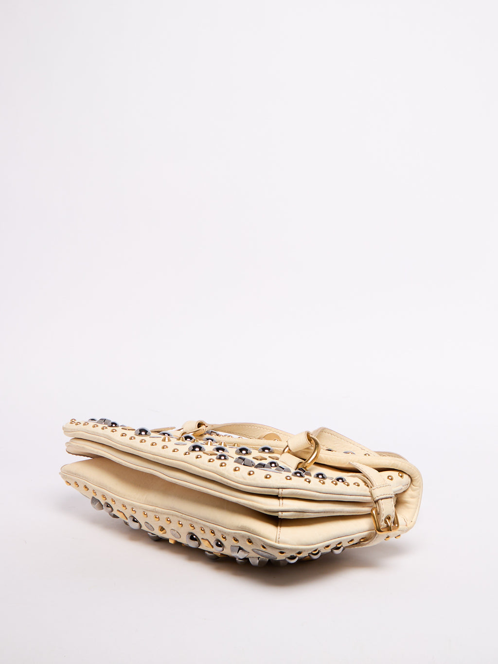 Miu Miu White Studded Crossbody Bag