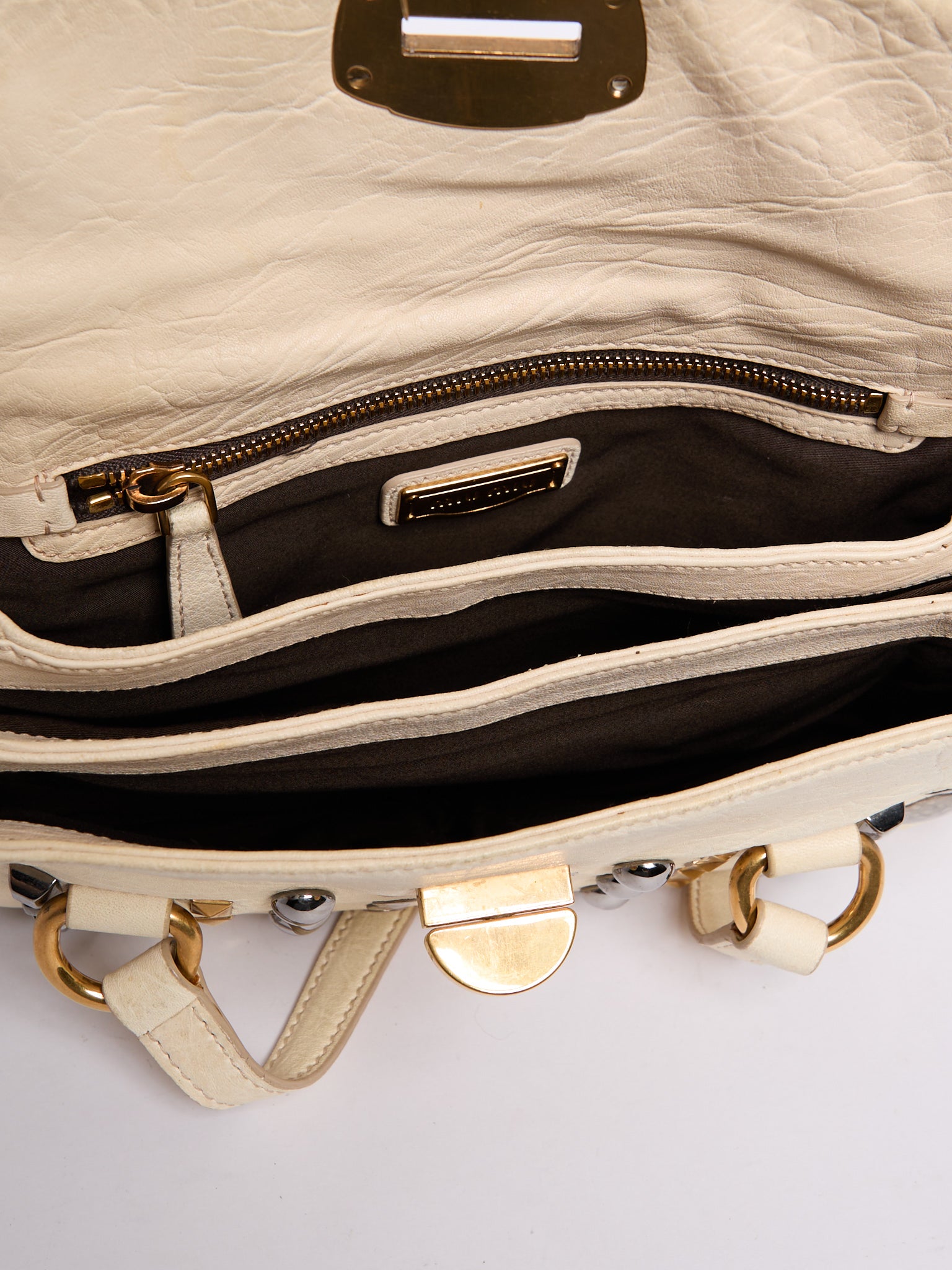 Miu Miu White Studded Crossbody Bag