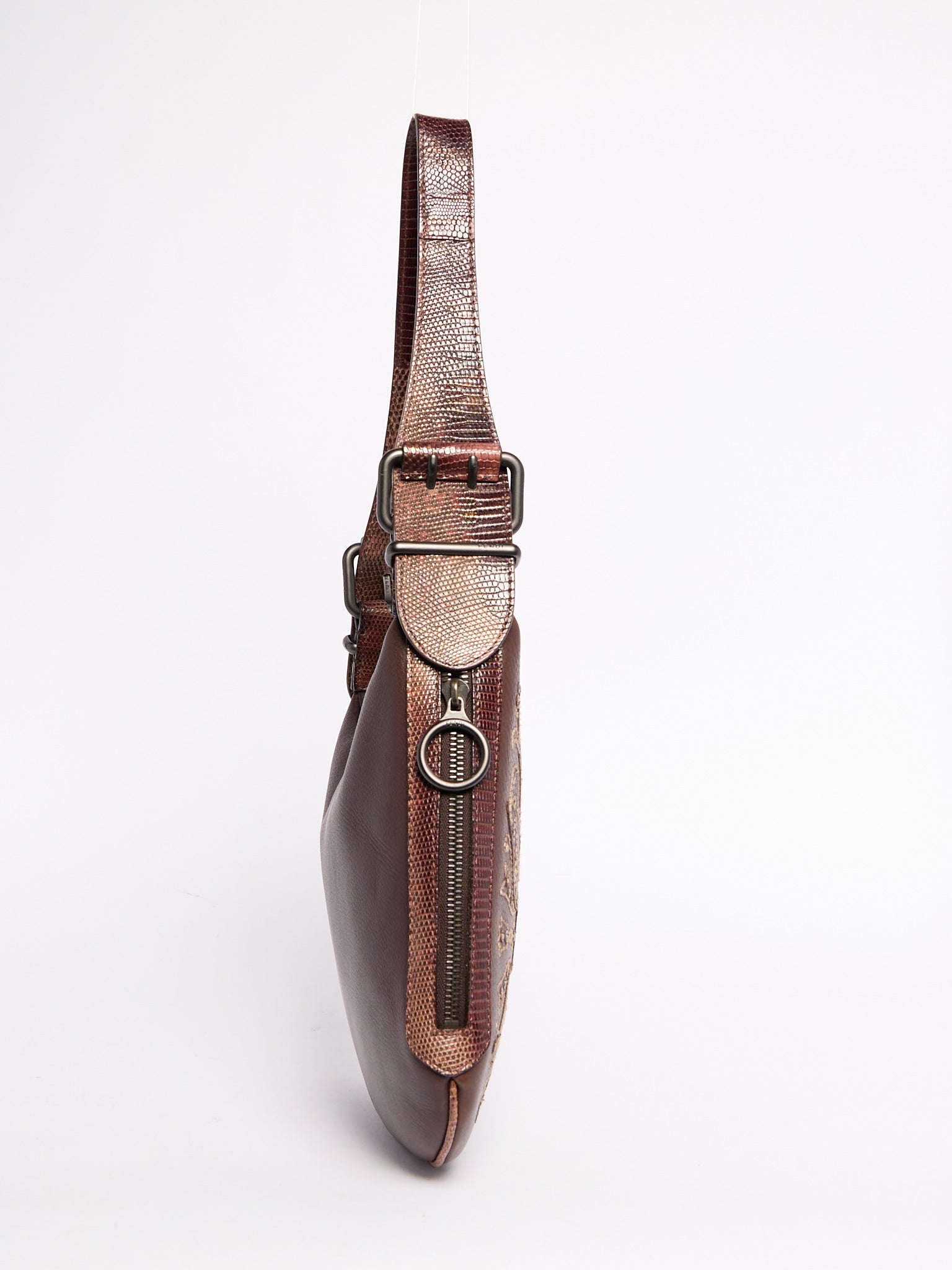 Fendi Selleria Leather and Python Embroidered Shoulder Bag