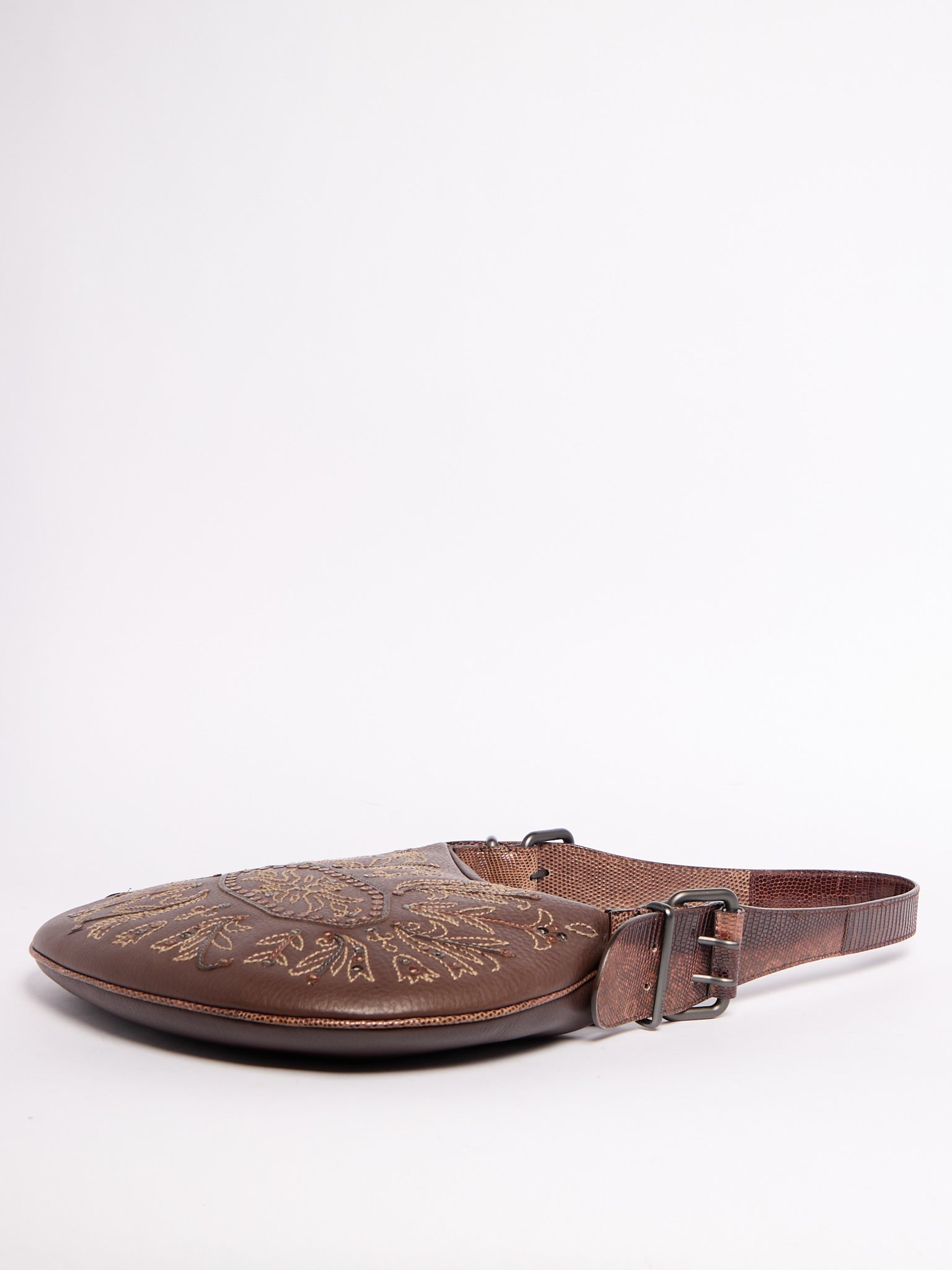 Fendi Selleria Leather and Python Embroidered Shoulder Bag
