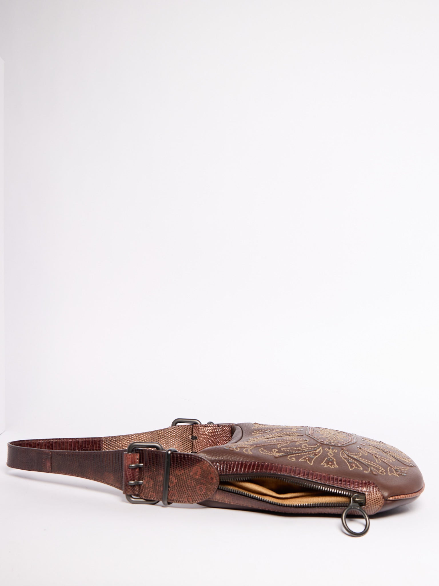 Fendi Selleria Leather and Python Embroidered Shoulder Bag
