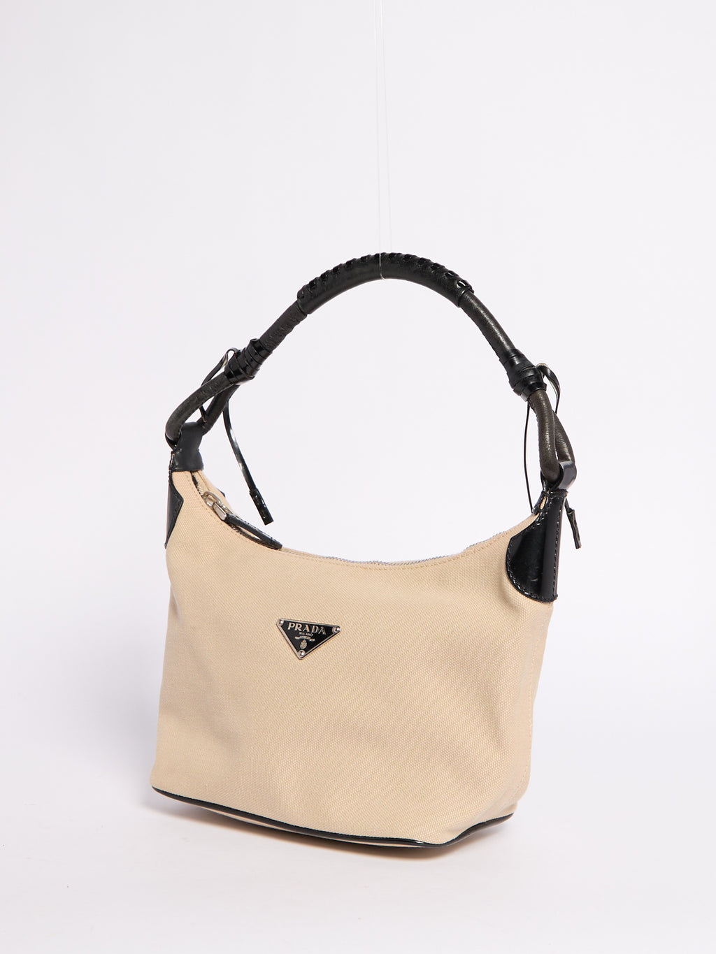 Prada Beige Canvas Shoulder Bag