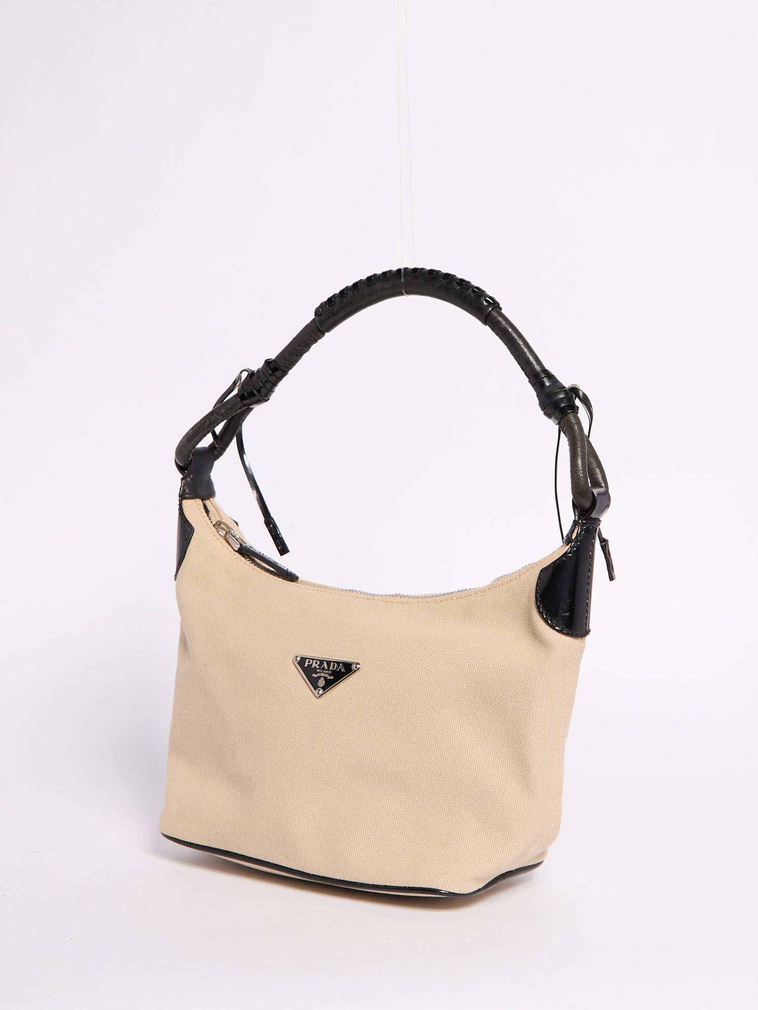 Prada Beige Canvas Shoulder Bag