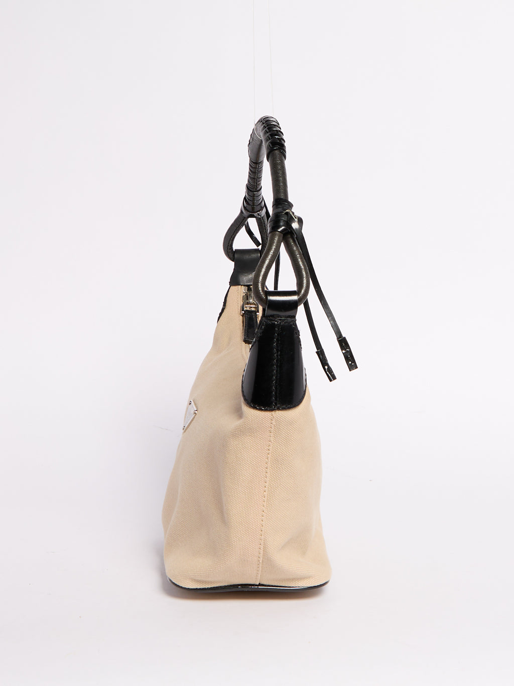 Prada Beige Canvas Shoulder Bag