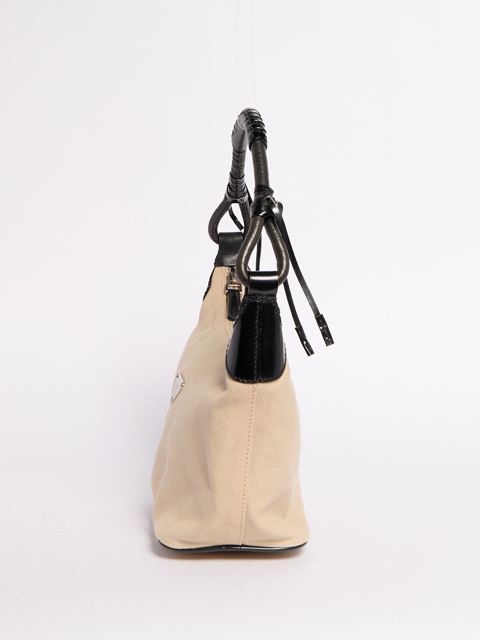 Prada Beige Canvas Shoulder Bag