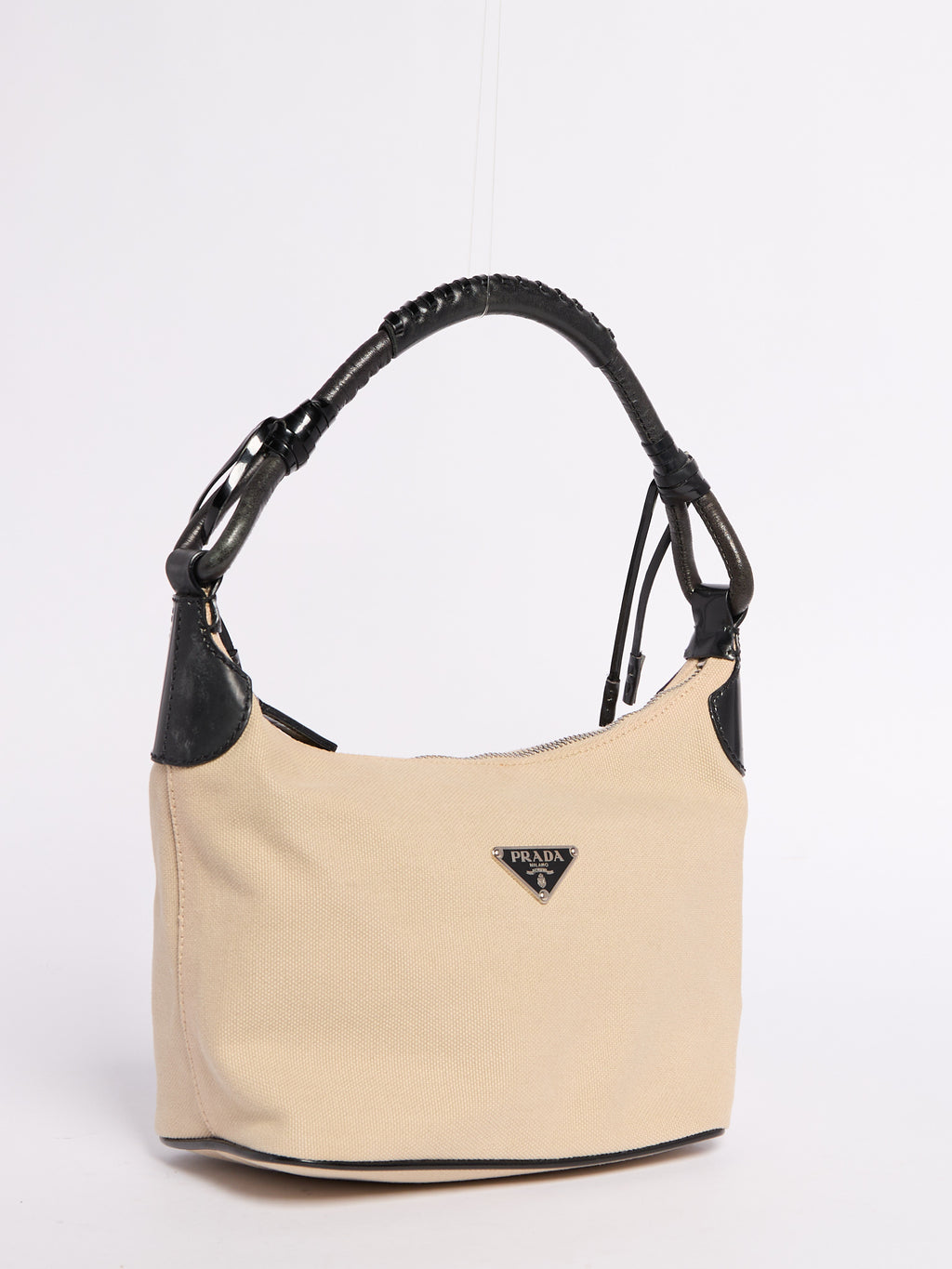 Prada Beige Canvas Shoulder Bag