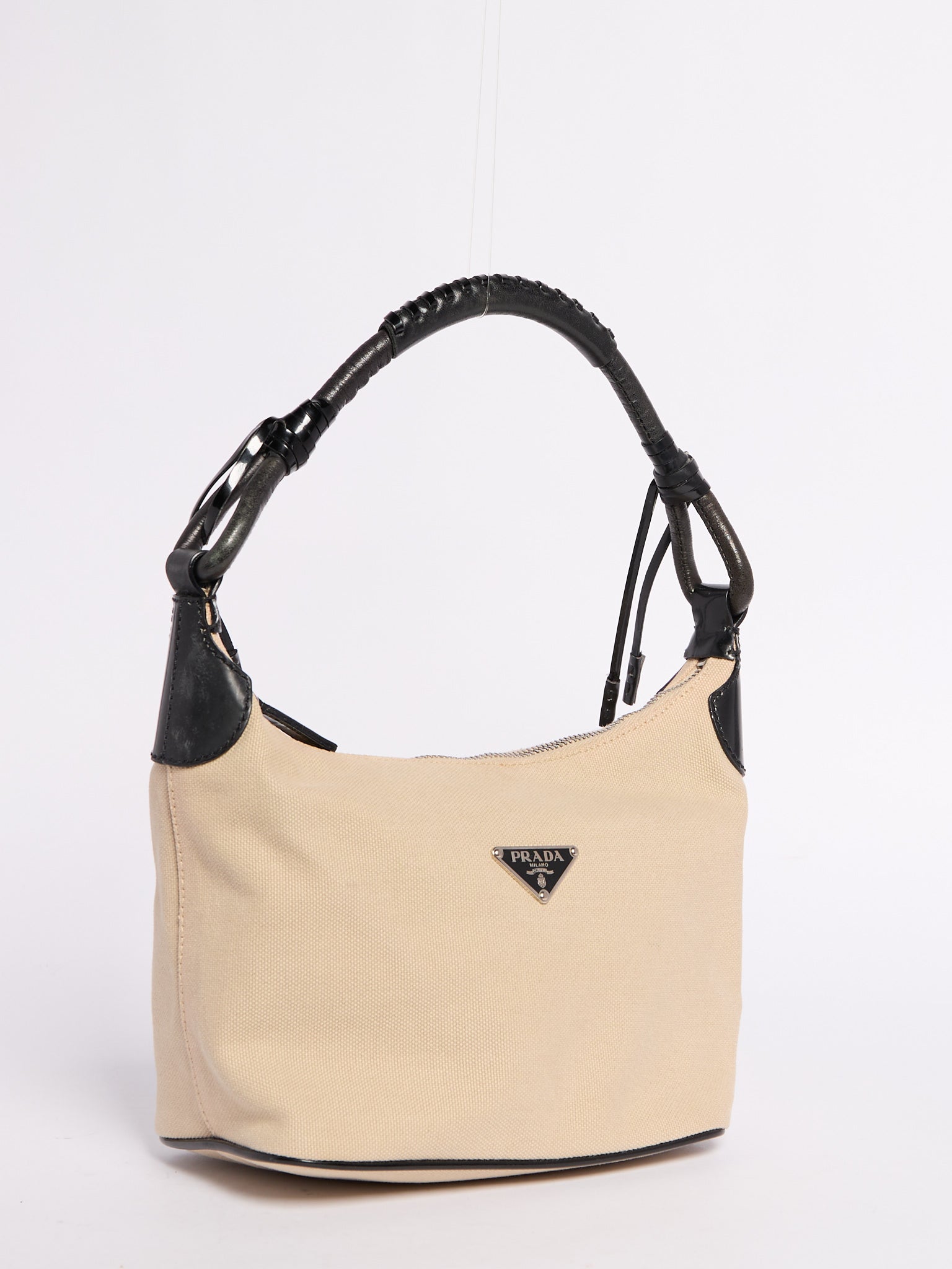 Prada Beige Canvas Shoulder Bag