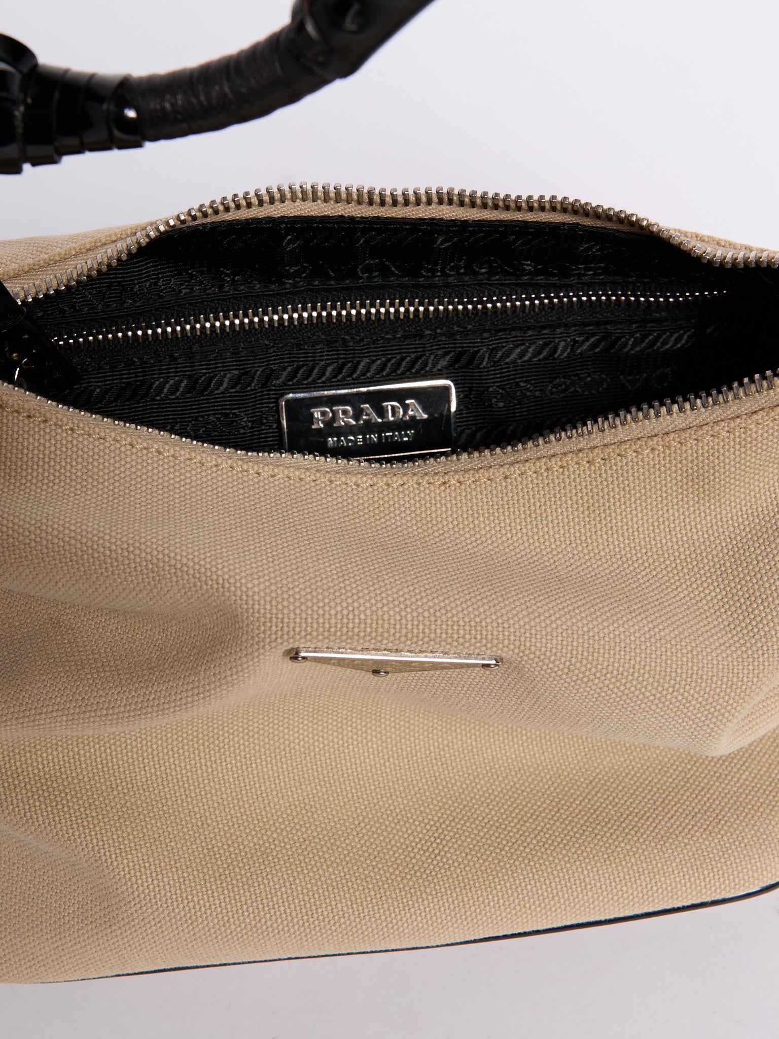 Prada Beige Canvas Shoulder Bag