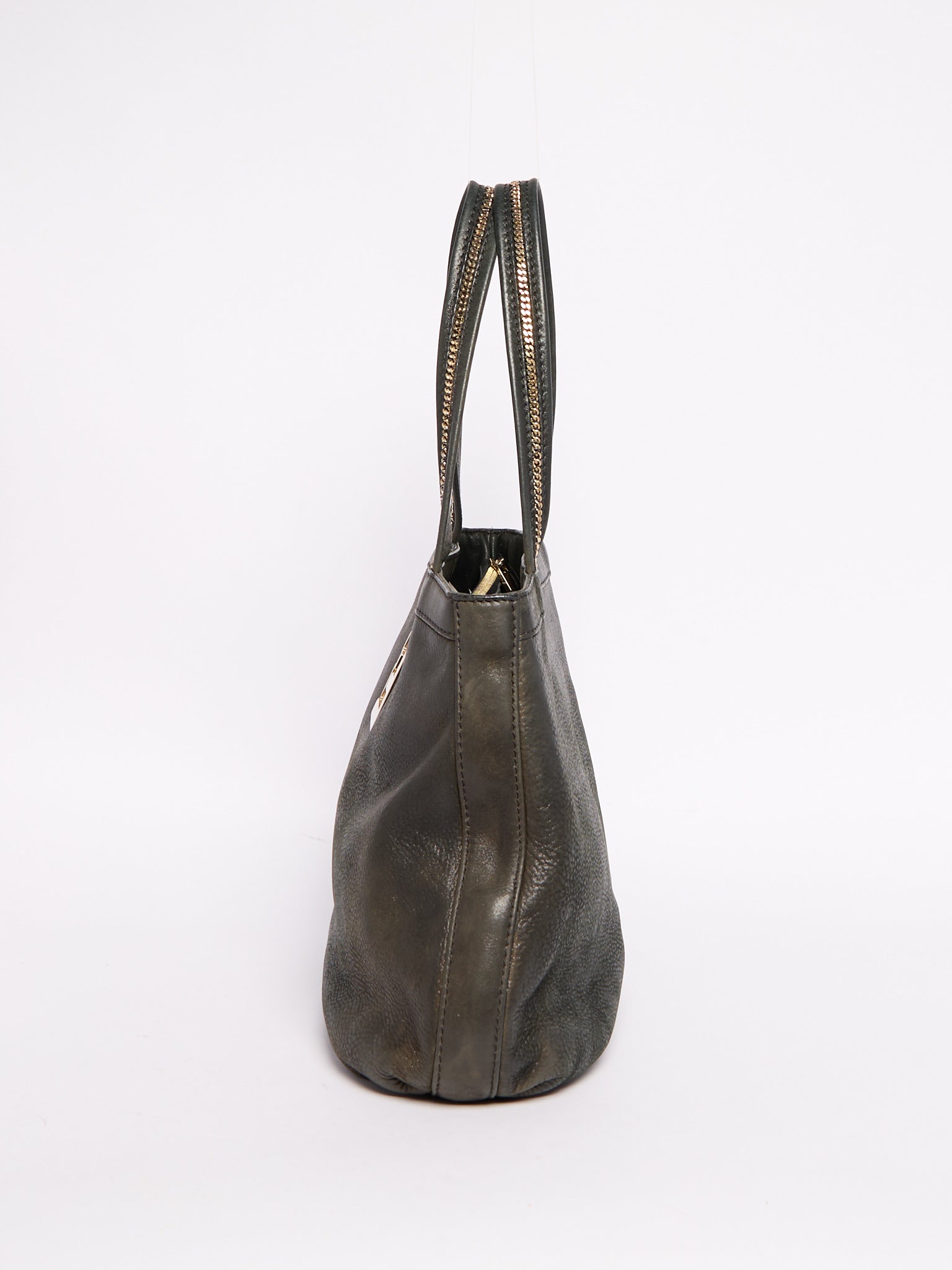 Fendi Black Leather Tote Bag with Chain Handle