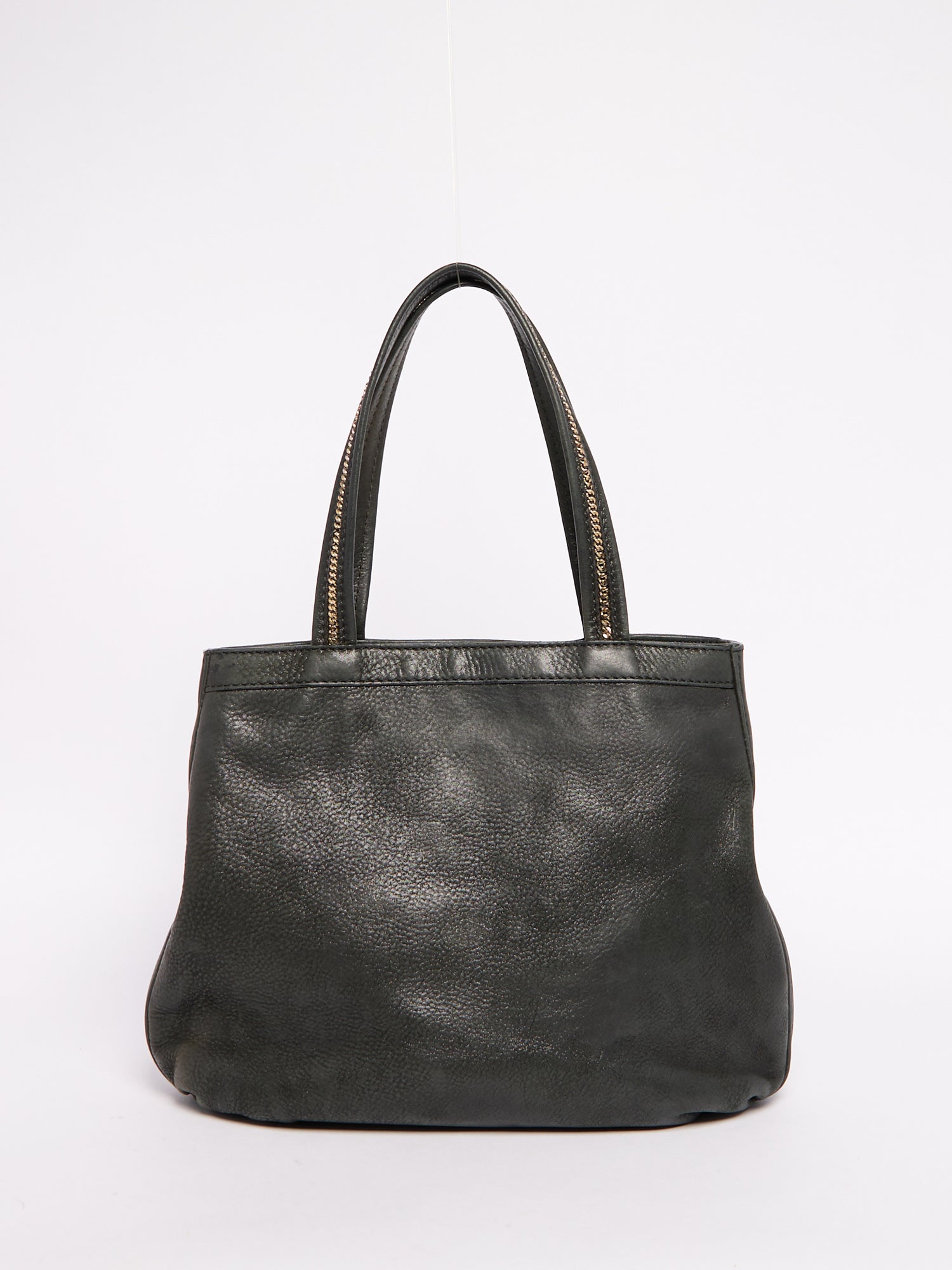 Fendi Black Leather Tote Bag with Chain Handle