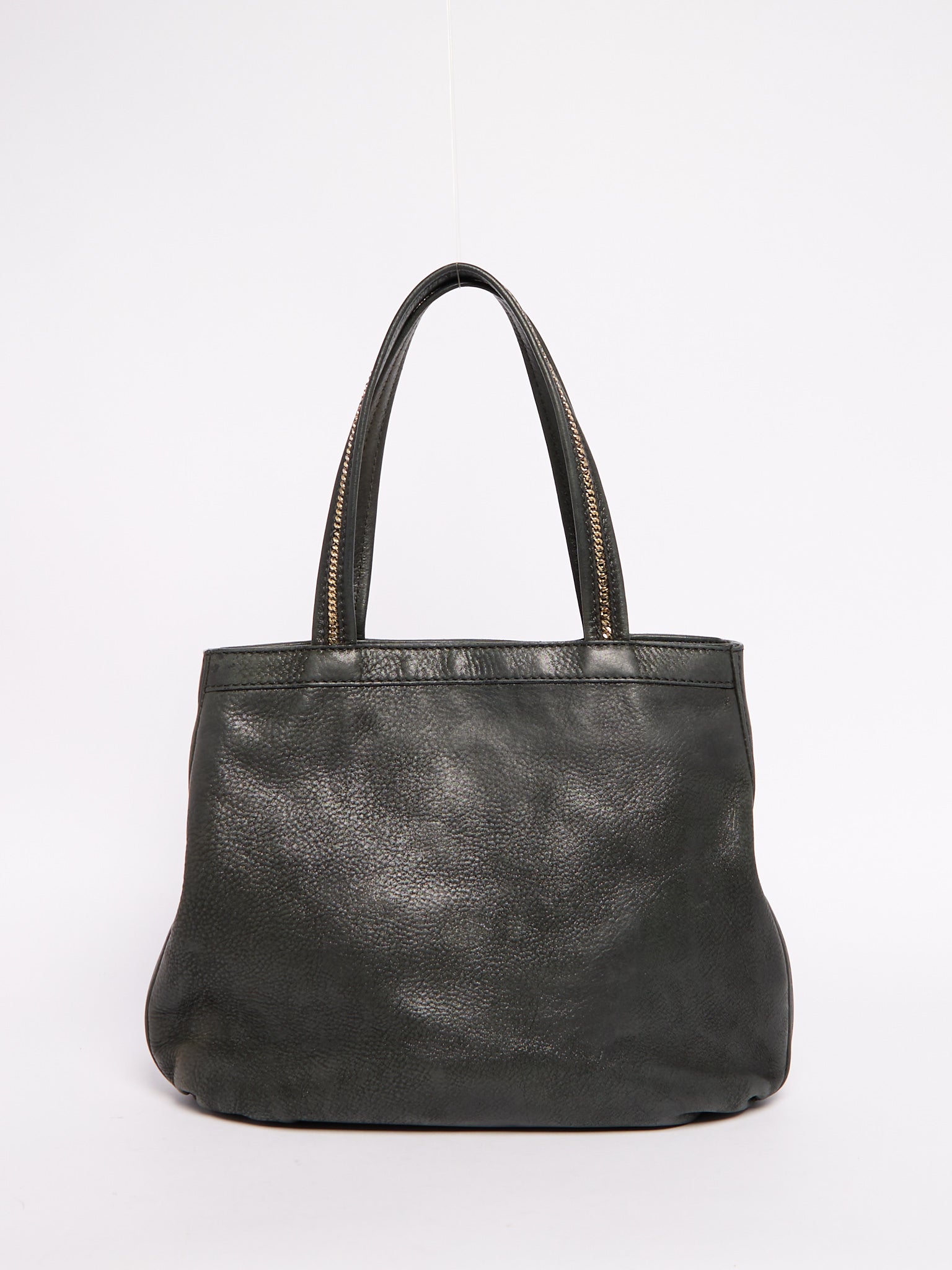 Fendi Black Leather Tote Bag with Chain Handle