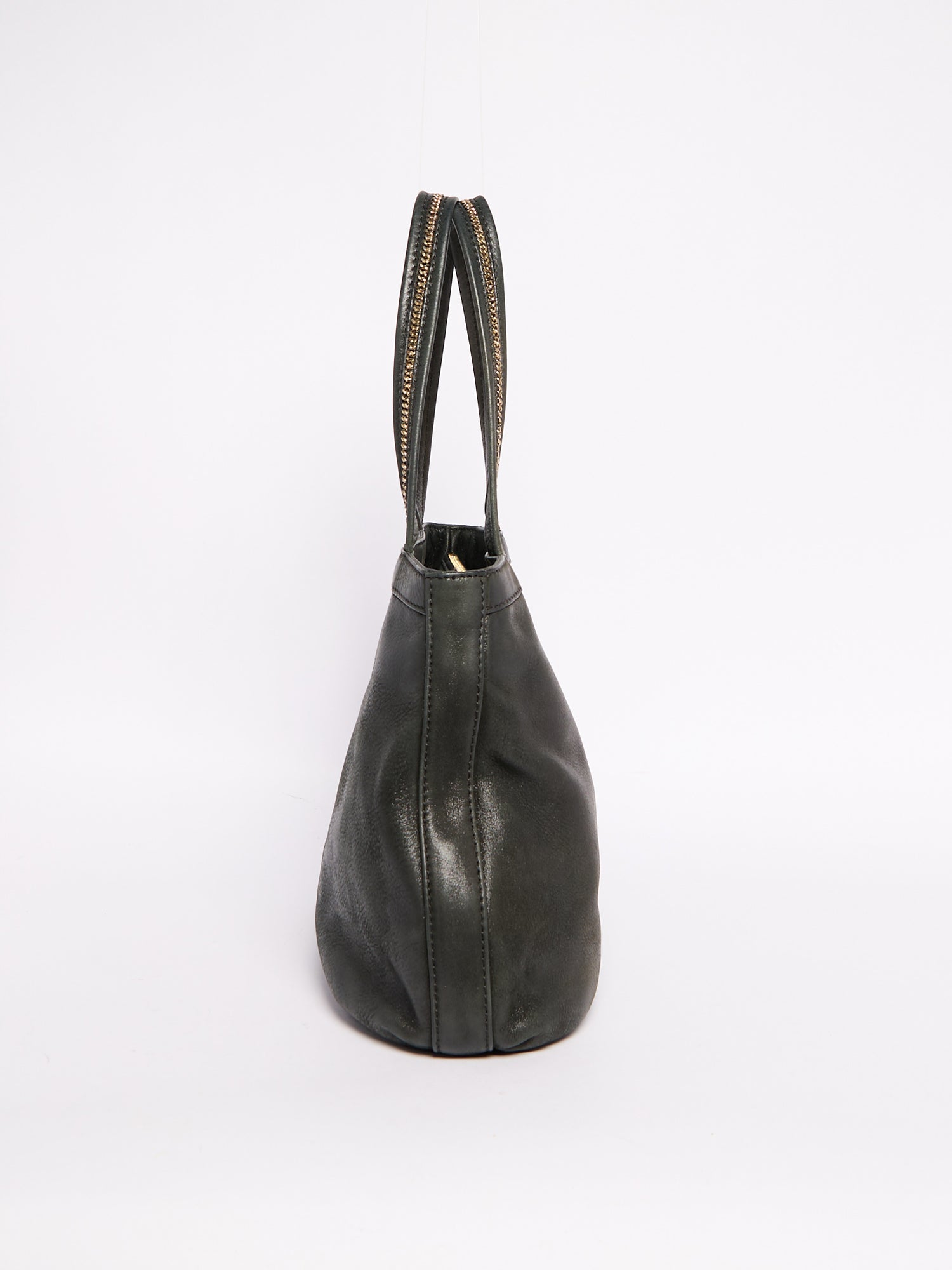 Fendi Black Leather Tote Bag with Chain Handle