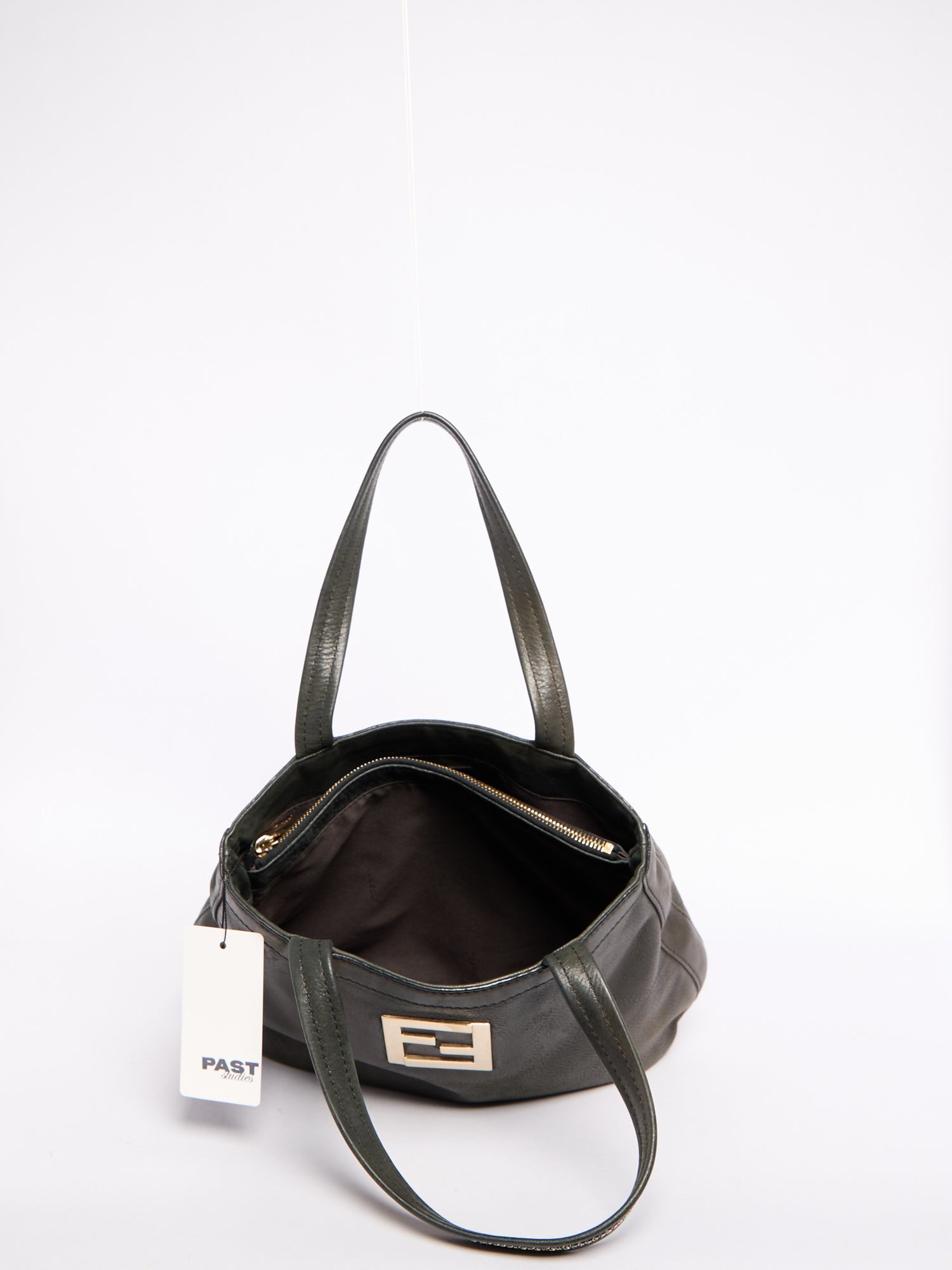 Fendi Black Leather Tote Bag with Chain Handle