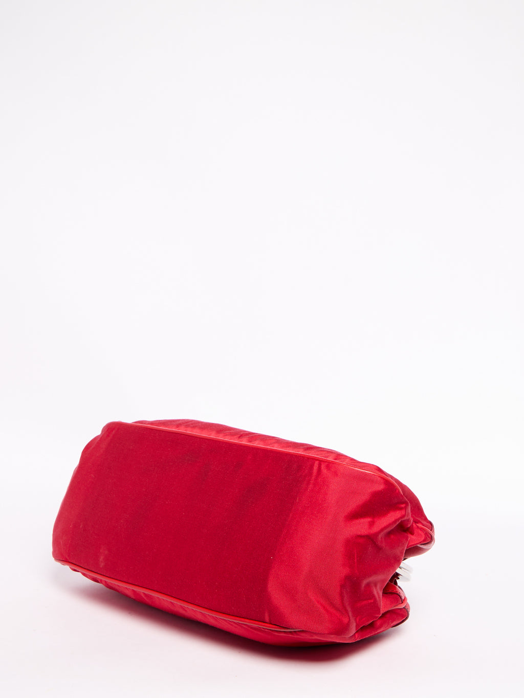 Celine Red Nylon Kiss Lock Clutch