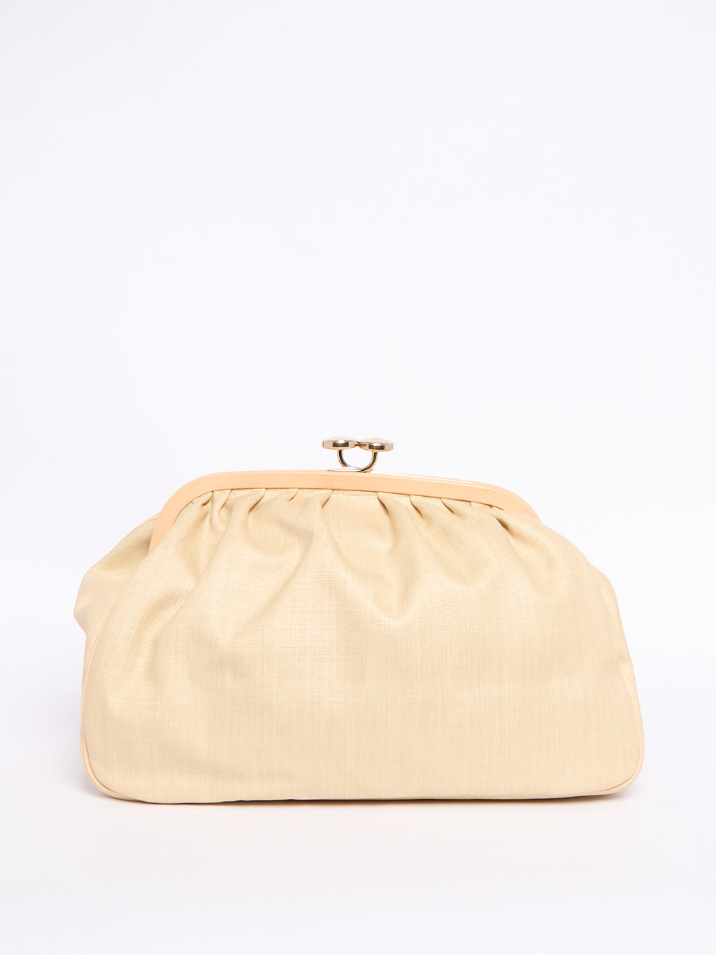 Celine 90's Pleated Raffia Kiss Lock Two Way Clutch