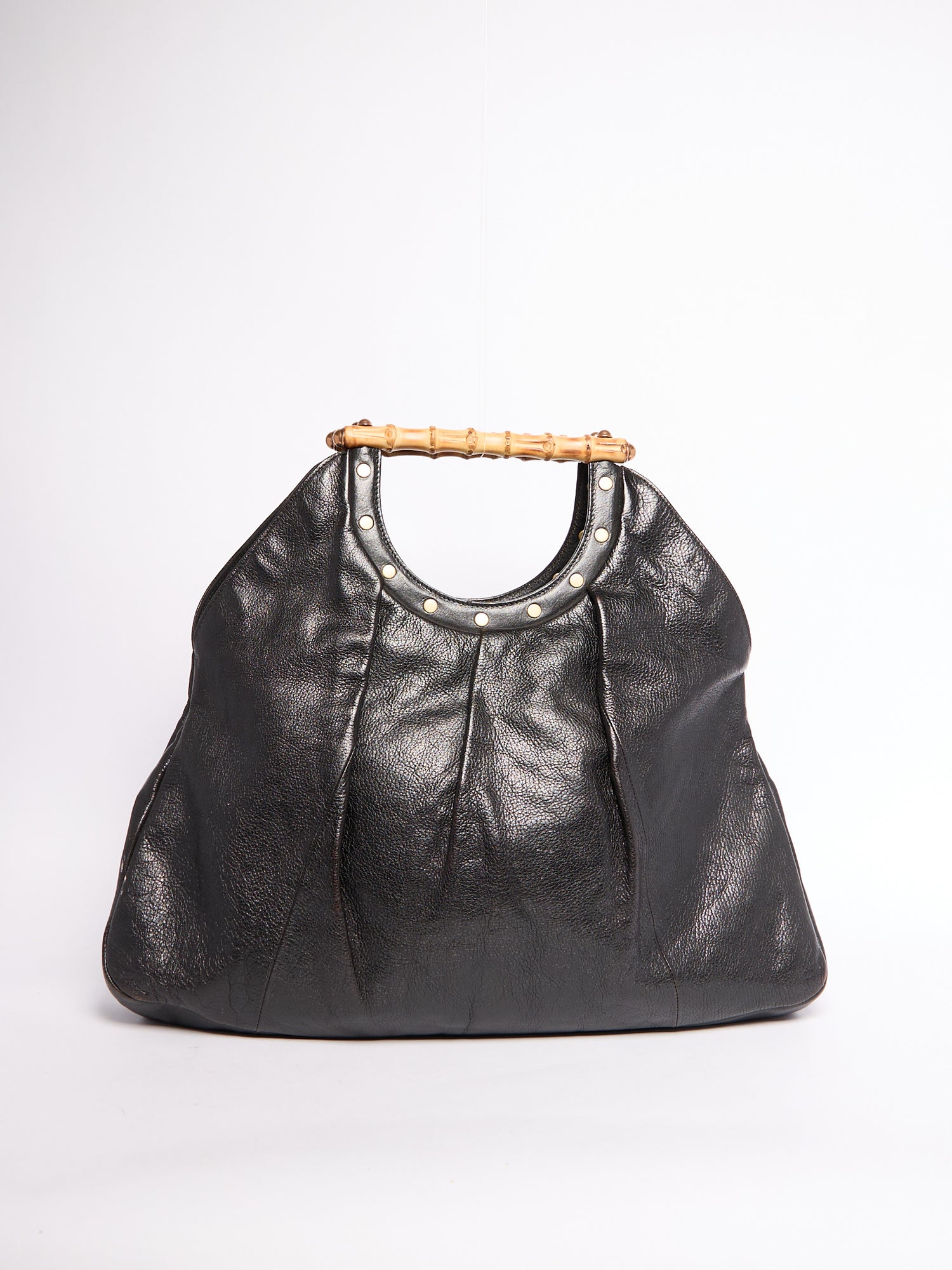 Gucci Black Bamboo Leather Shoulder Bag