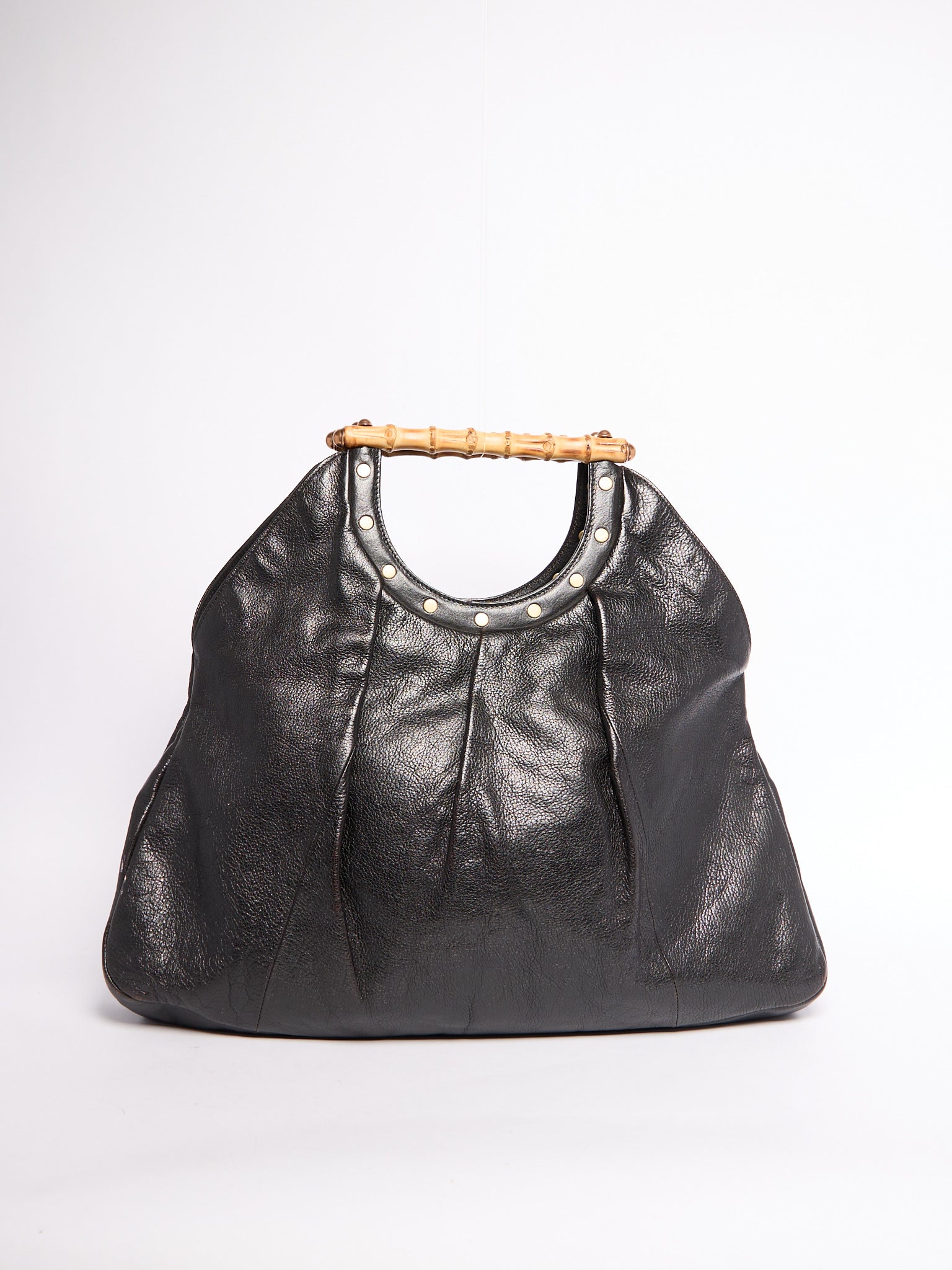Gucci Black Bamboo Leather Shoulder Bag