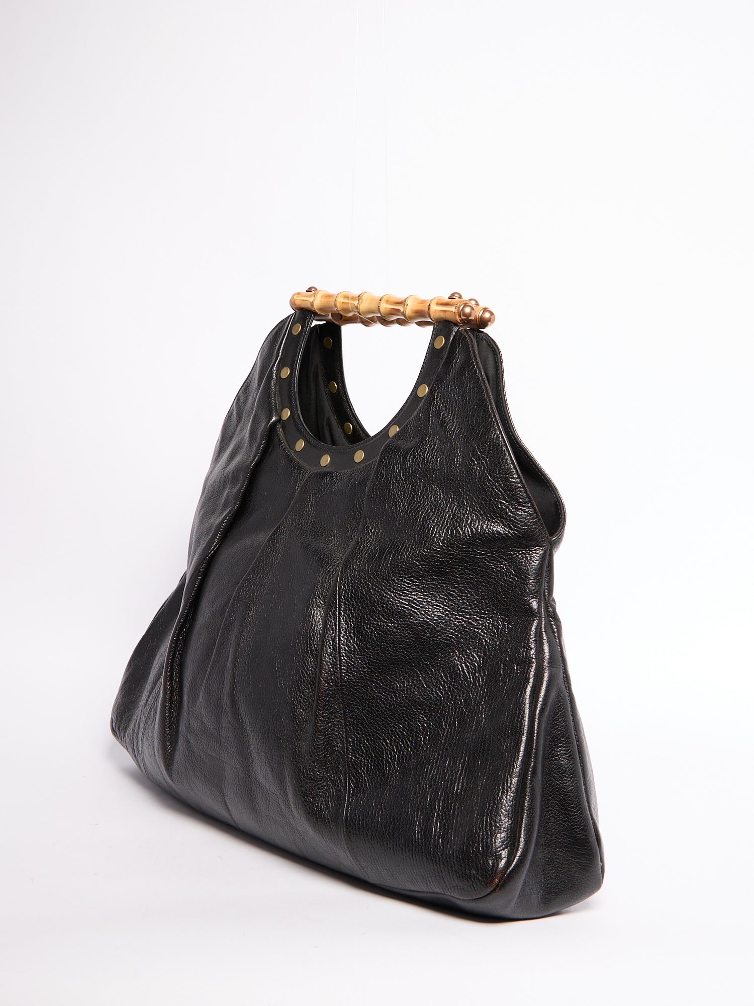 Gucci Black Bamboo Leather Shoulder Bag