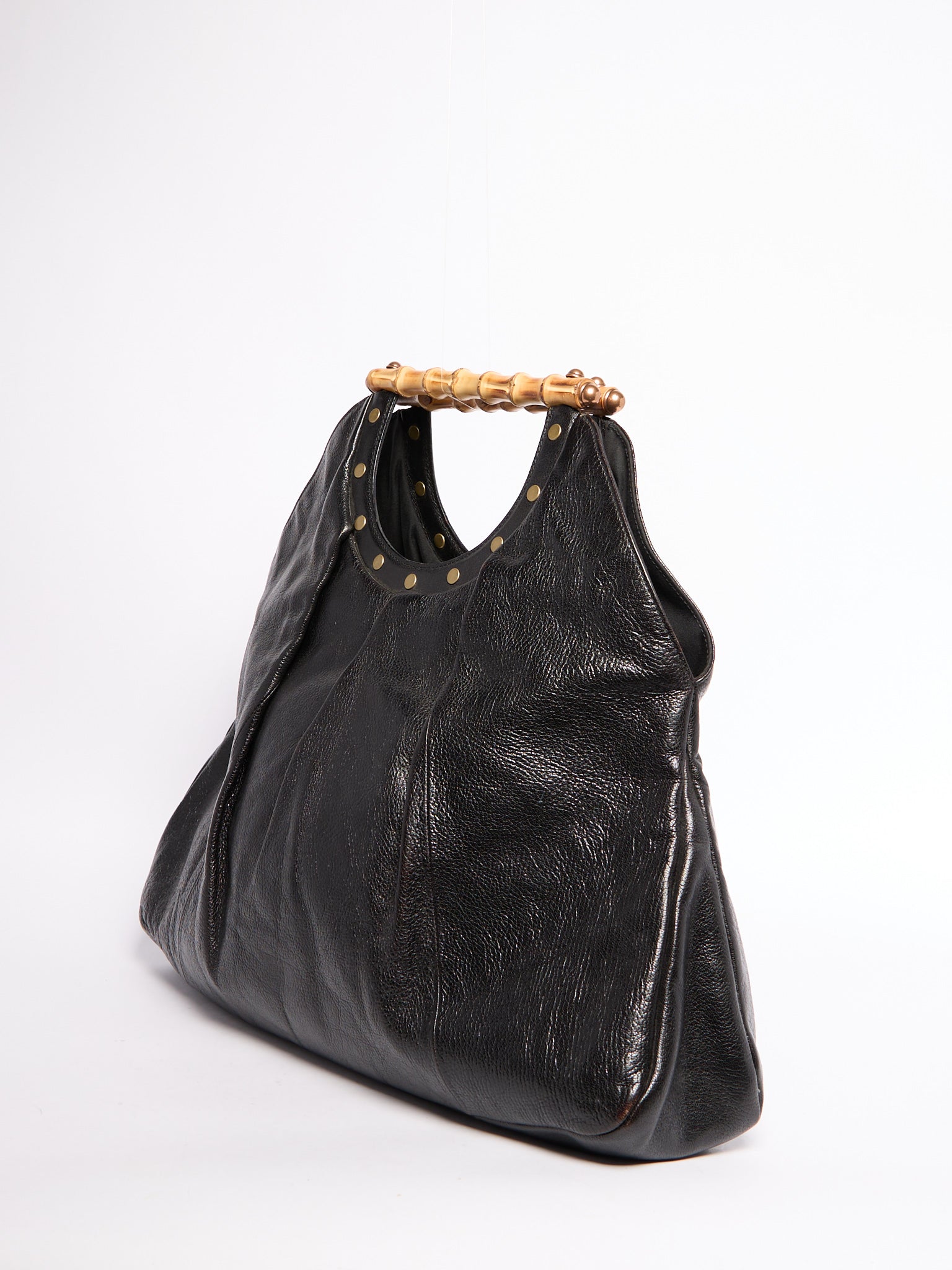 Gucci Black Bamboo Leather Shoulder Bag