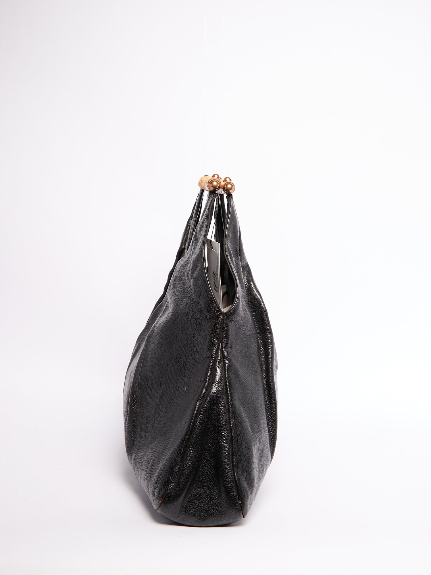 Gucci Black Bamboo Leather Shoulder Bag