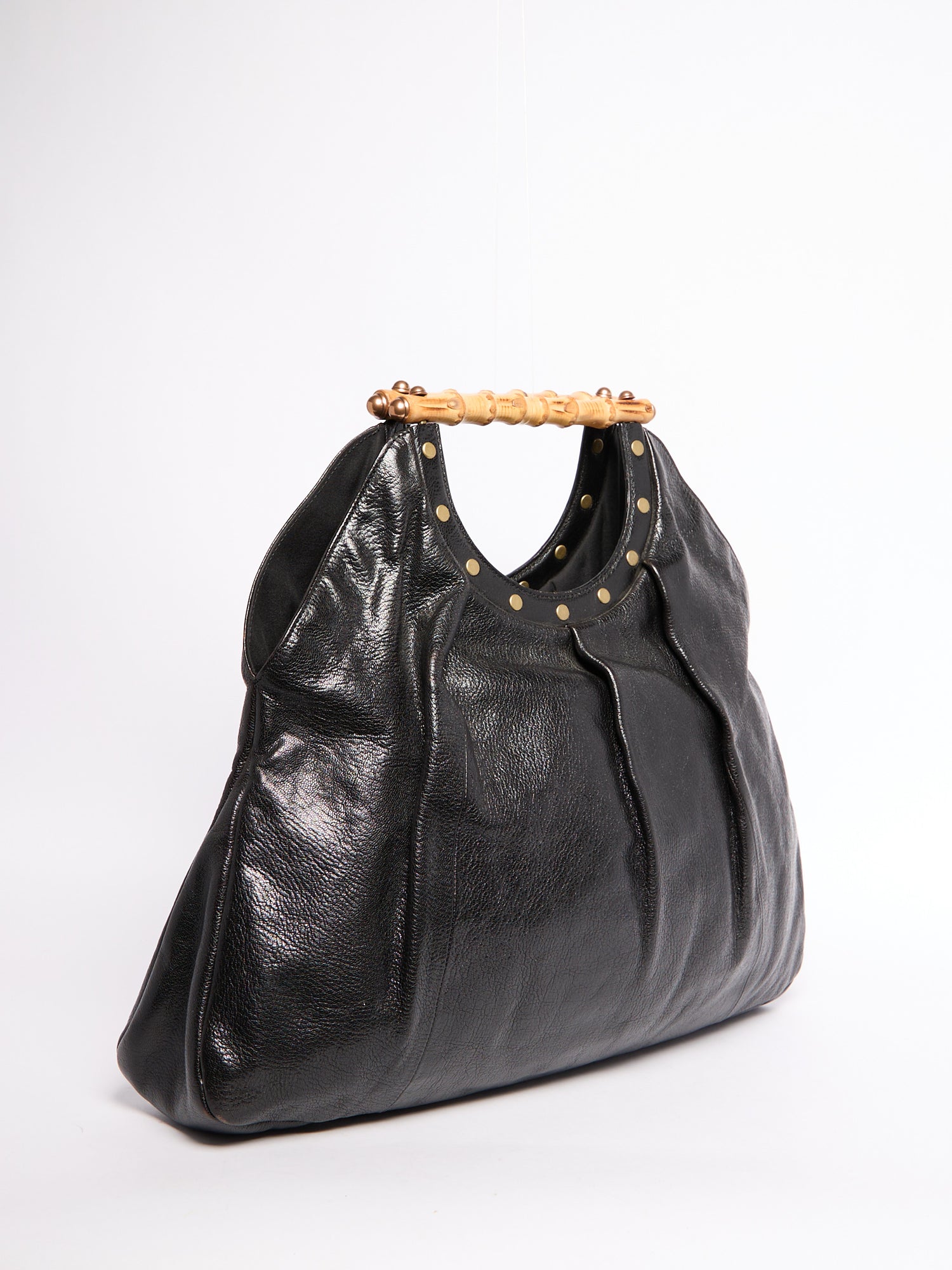 Gucci Black Bamboo Leather Shoulder Bag