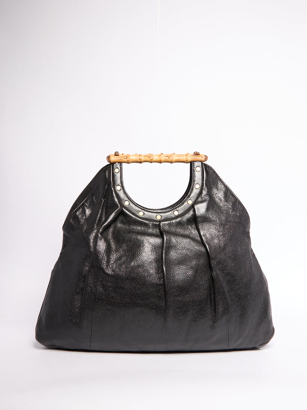 Gucci Black Bamboo Leather Shoulder Bag