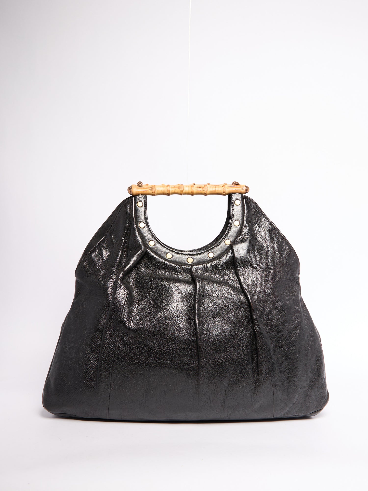 Gucci Black Bamboo Leather Shoulder Bag