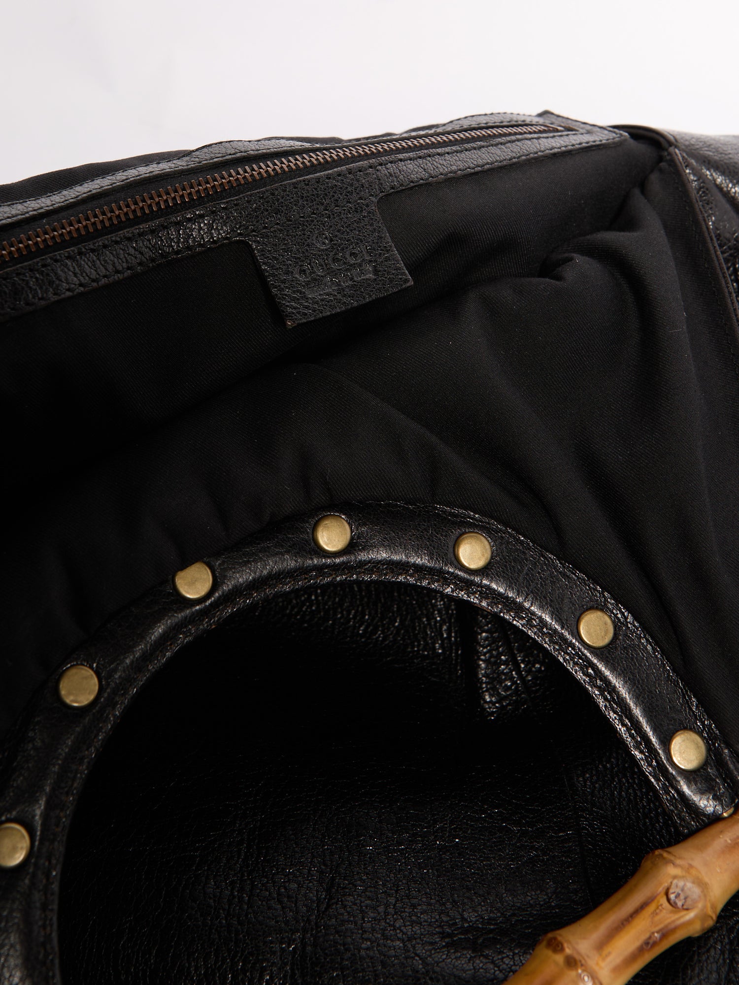 Gucci Black Bamboo Leather Shoulder Bag