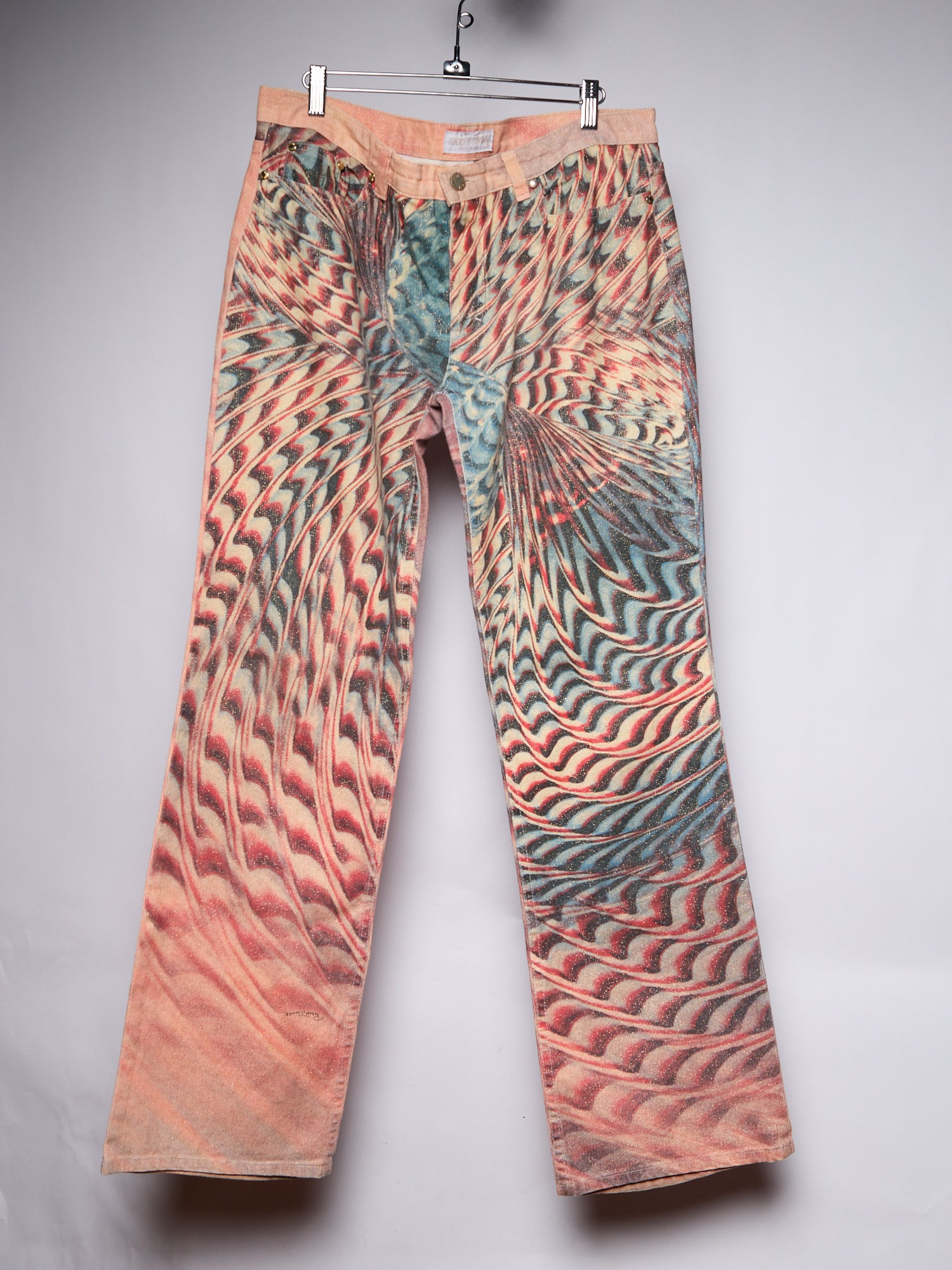 Roberto Cavalli Pink Blue Multicolor Printed Jeans