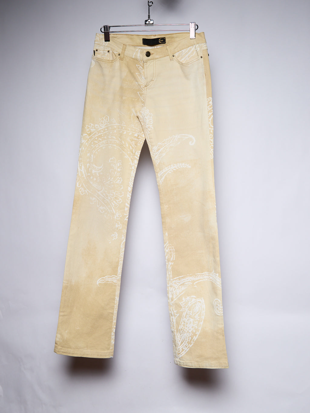 Just Cavalli Tan White Printed Jeans