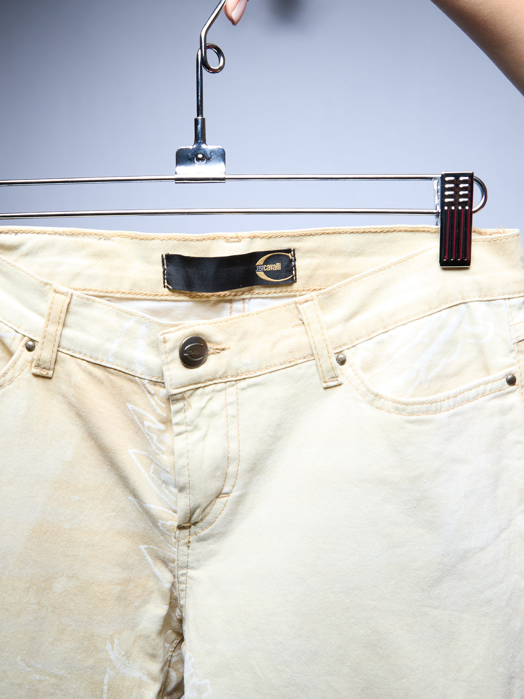 Just Cavalli Tan White Printed Jeans