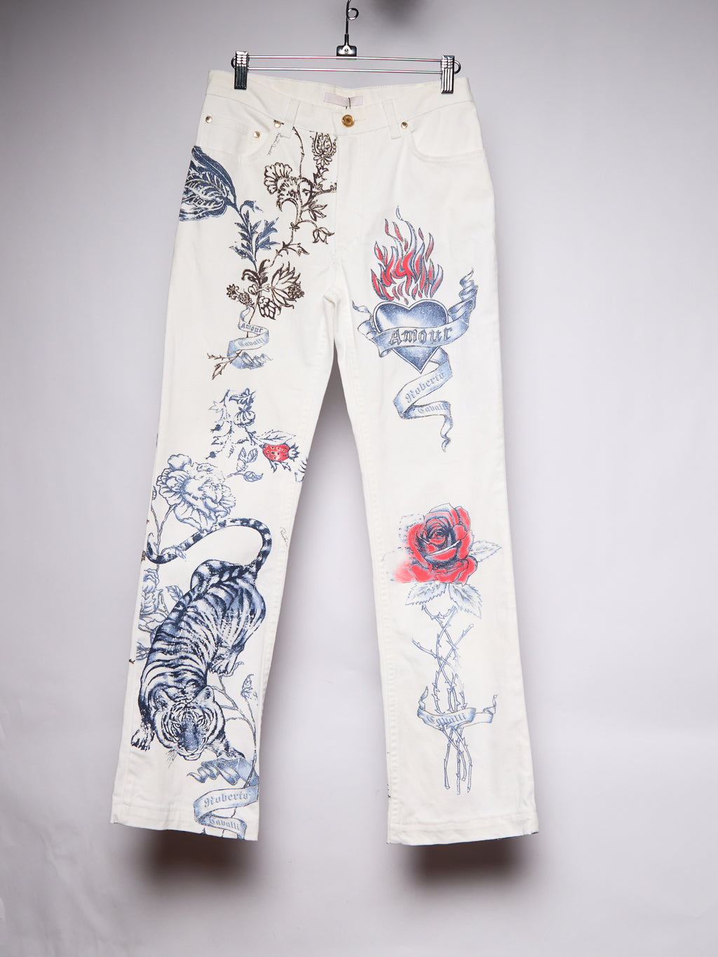 2003 Roberto Cavalli Tattoo Print Jeans