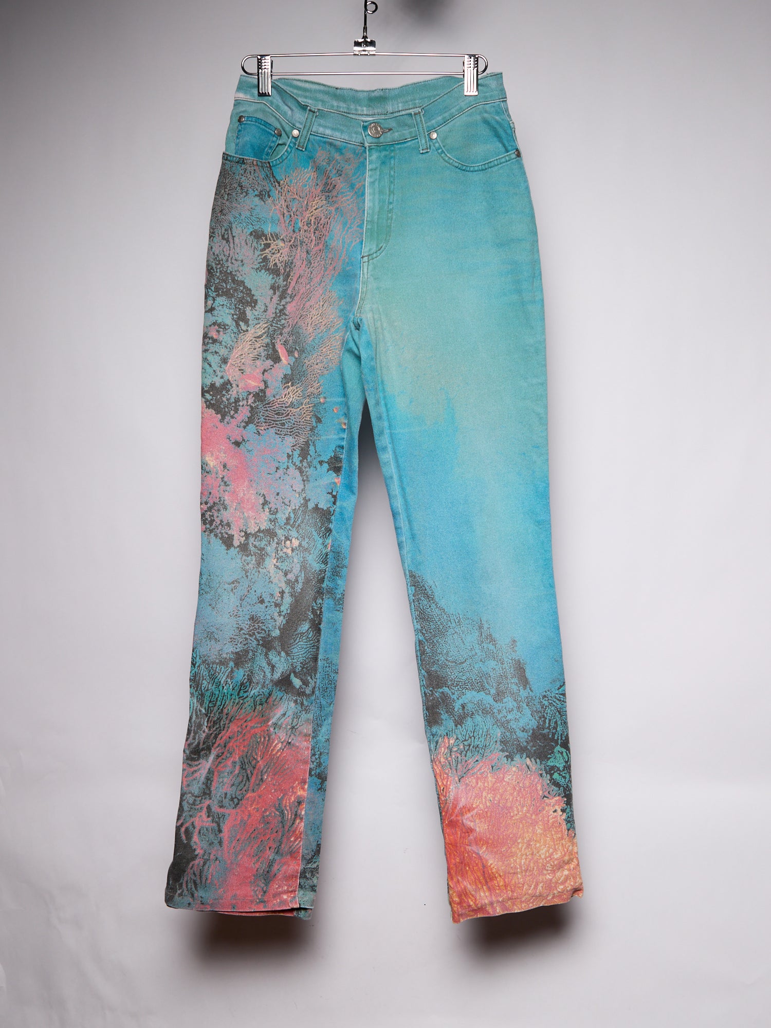 1999 SS Roberto Cavalli Blue Coral Printed Jeans