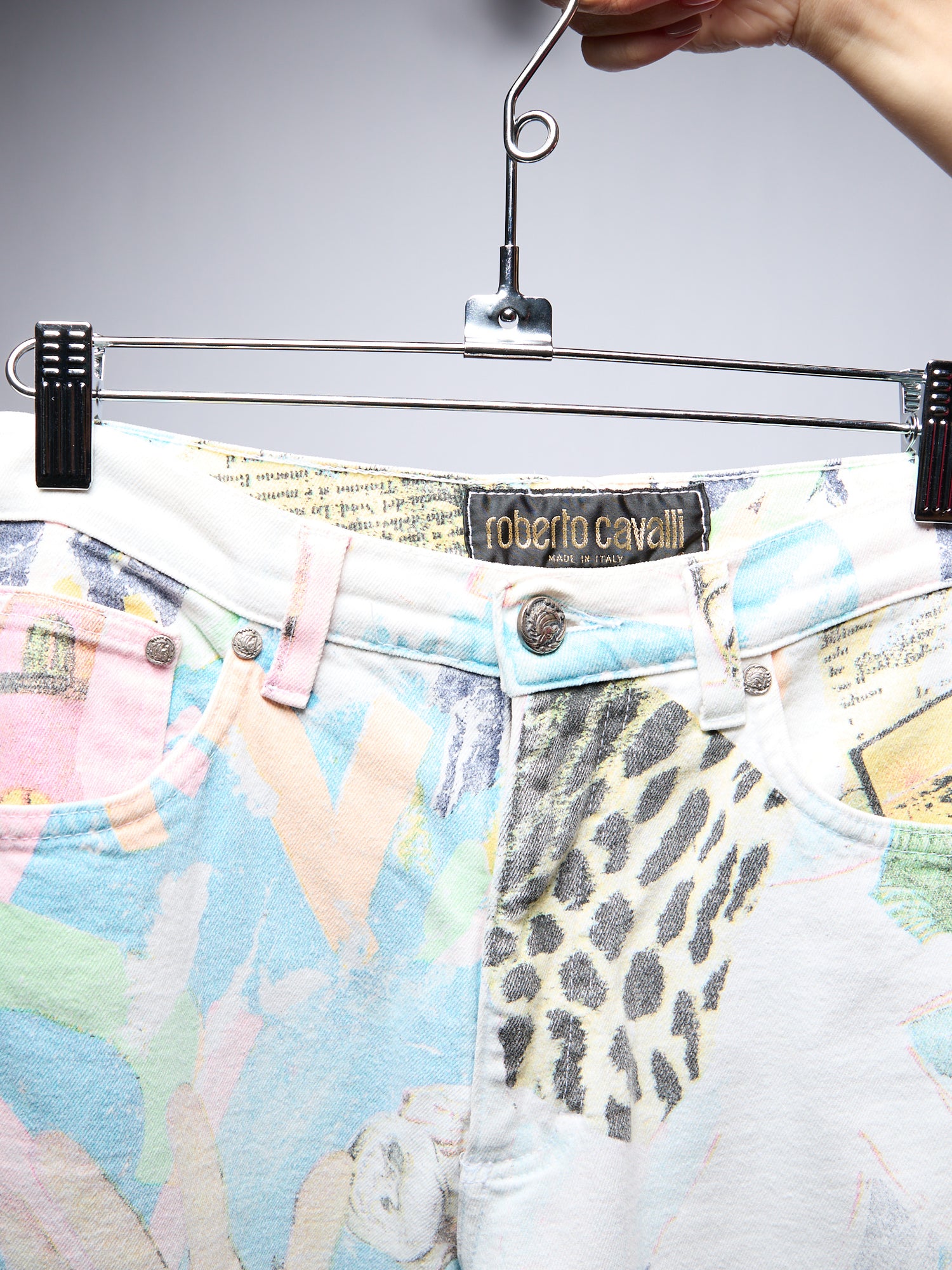 Roberto Cavalli White Cartoon Print Jeans