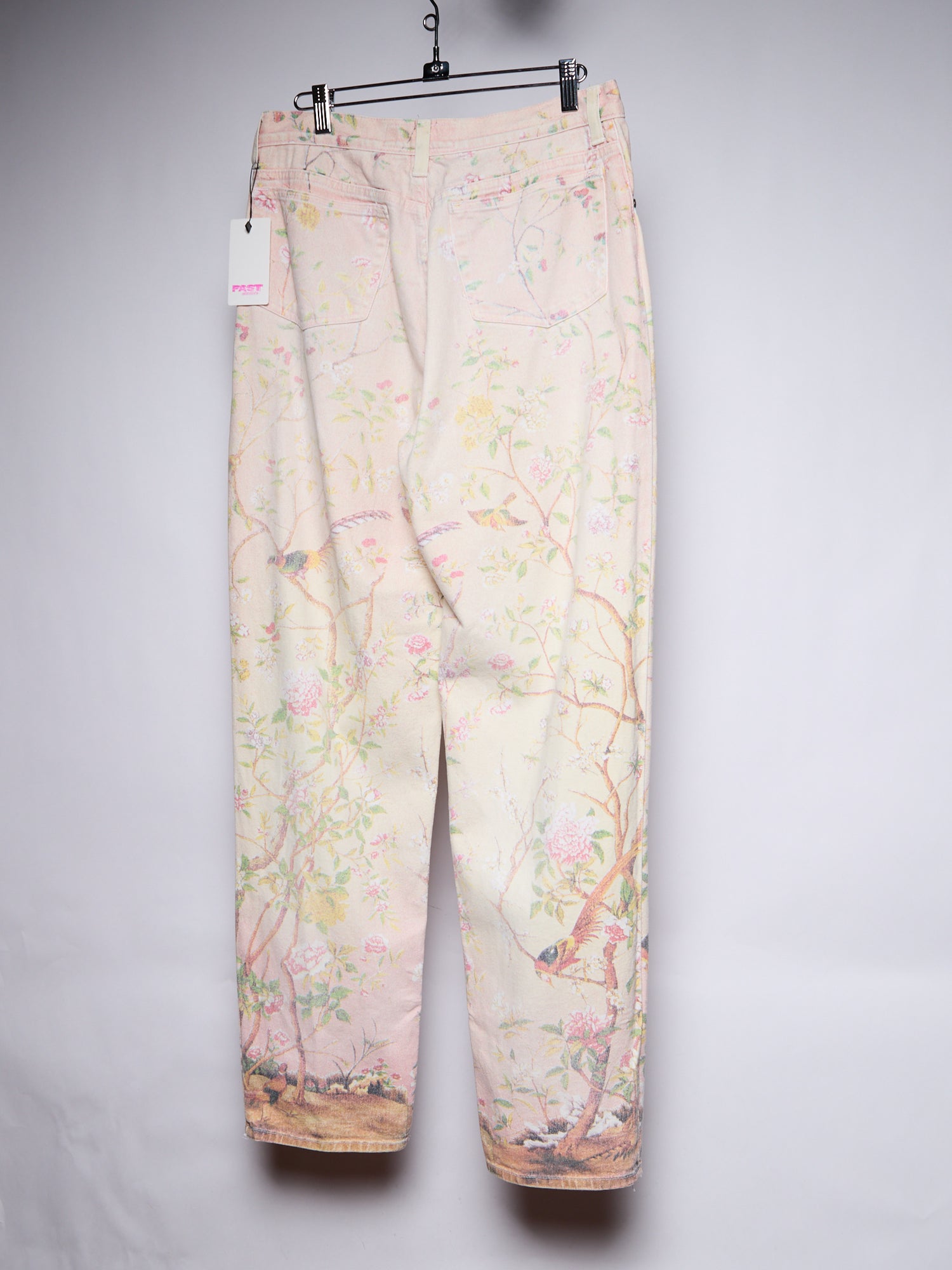 1998 SS Roberto Cavalli Pink Floral Bird Print Jeans