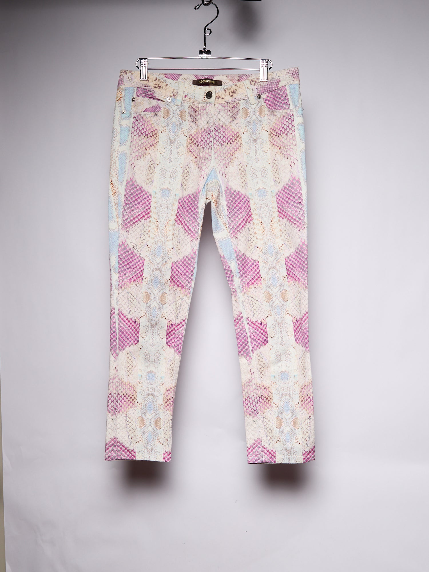 Roberto Cavalli Purple Snakeskin Jeans
