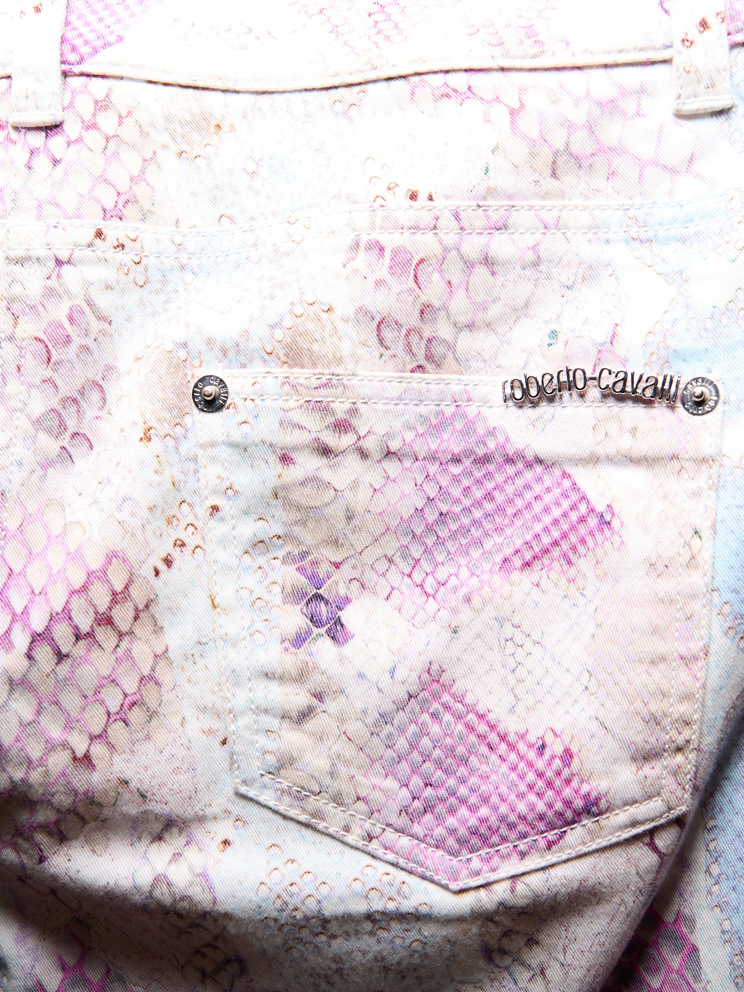 Roberto Cavalli Purple Snakeskin Jeans