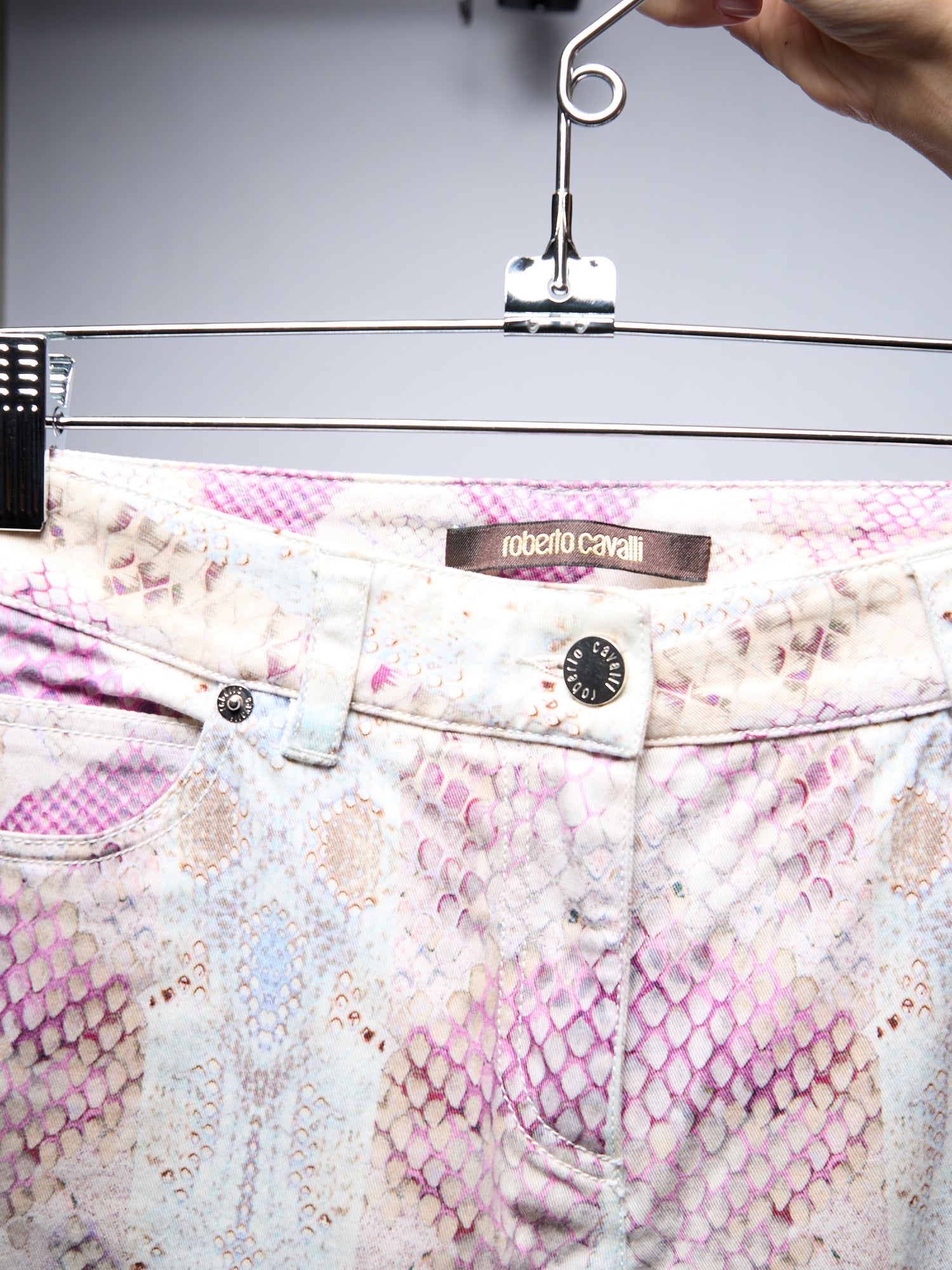 Roberto Cavalli Purple Snakeskin Jeans
