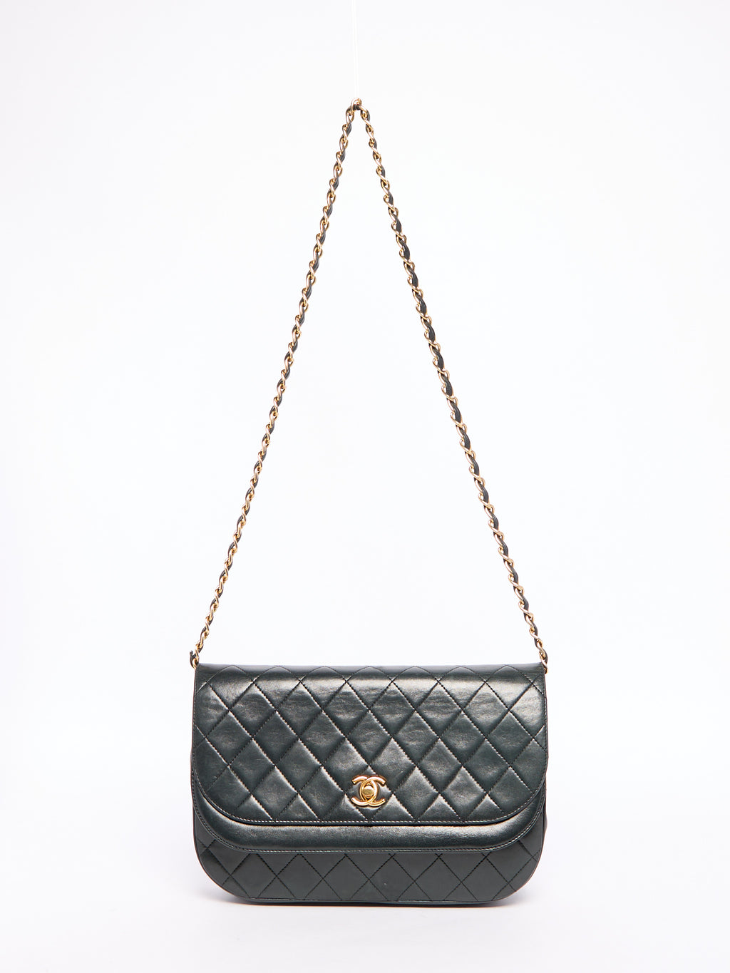 90's Chanel Black Lambskin Double Flap Crossbody Bag