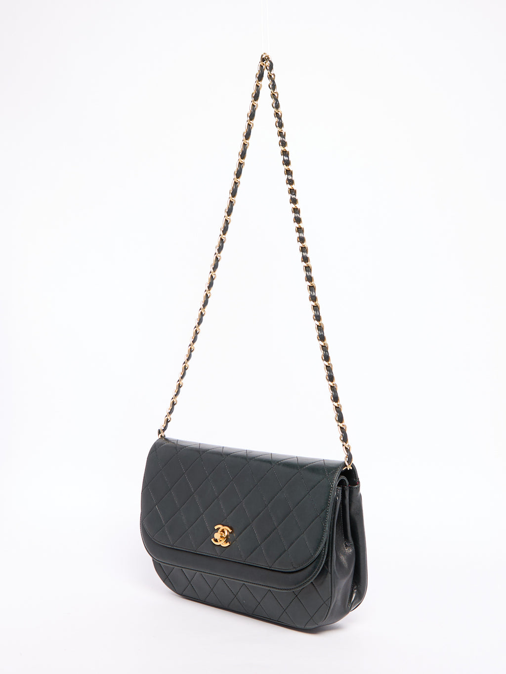 90's Chanel Black Lambskin Double Flap Crossbody Bag
