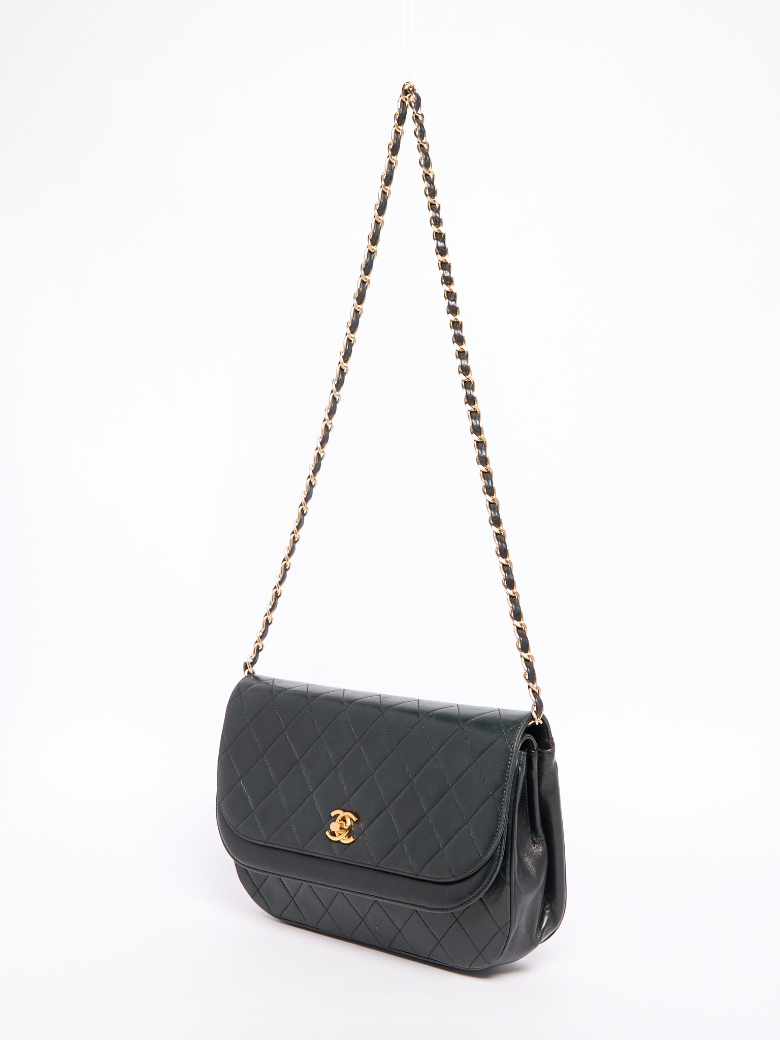 90's Chanel Black Lambskin Double Flap Crossbody Bag