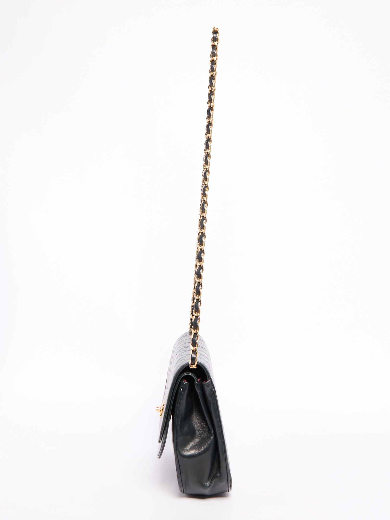 90's Chanel Black Lambskin Double Flap Crossbody Bag