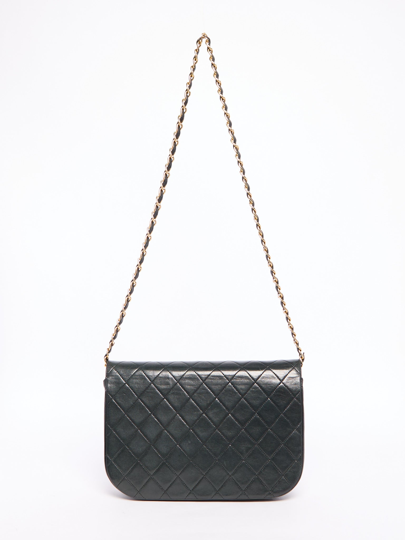 90's Chanel Black Lambskin Double Flap Crossbody Bag