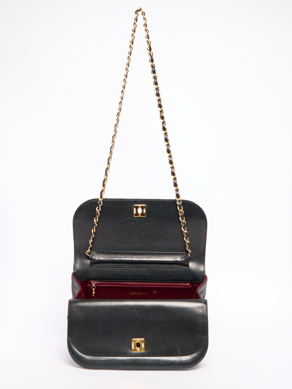 90's Chanel Black Lambskin Double Flap Crossbody Bag