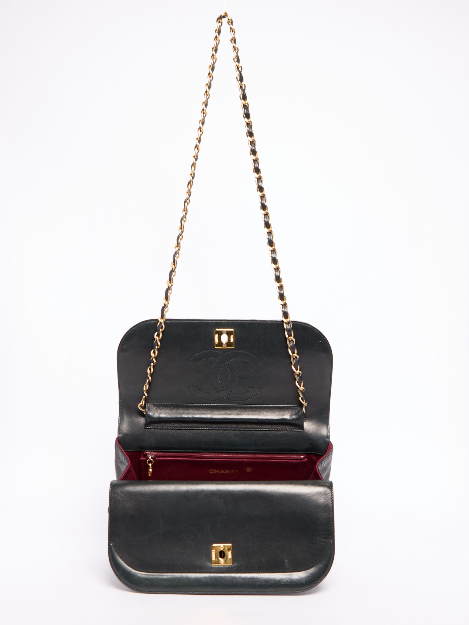 90's Chanel Black Lambskin Double Flap Crossbody Bag