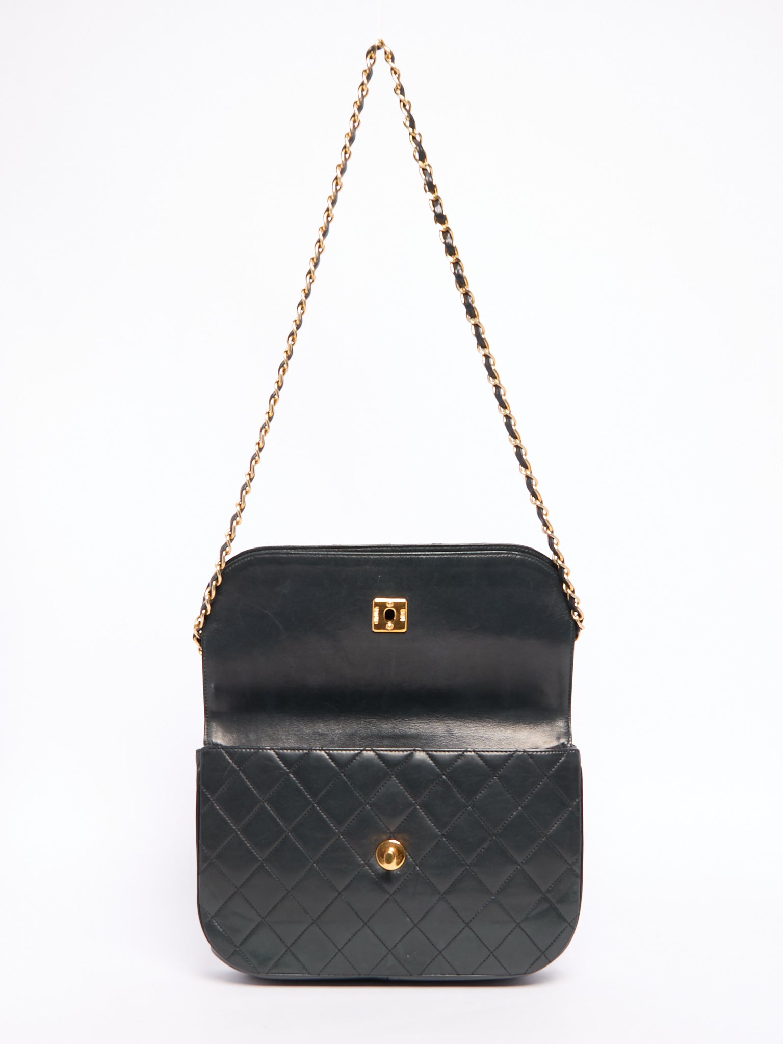 90's Chanel Black Lambskin Double Flap Crossbody Bag