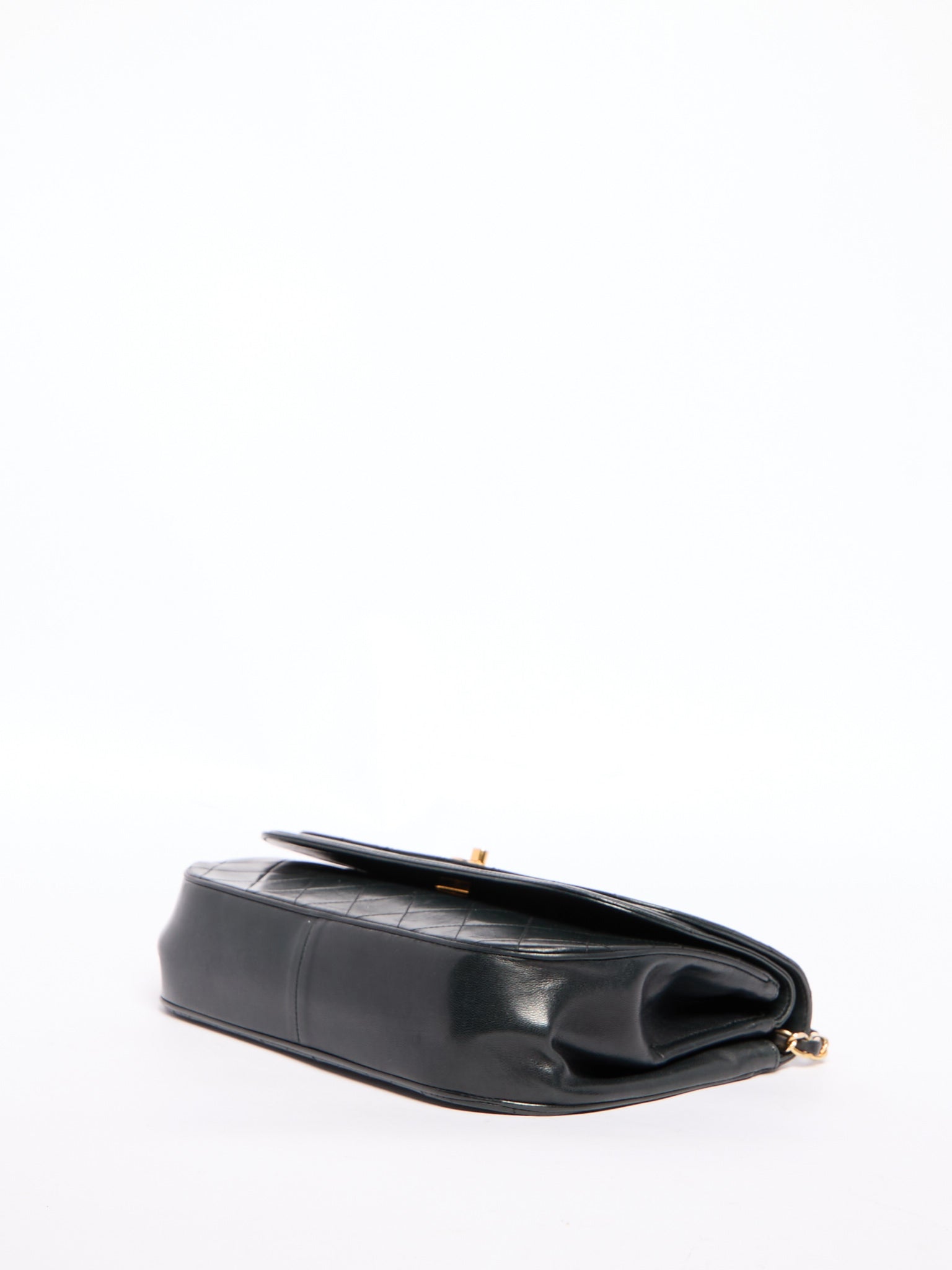 90's Chanel Black Lambskin Double Flap Crossbody Bag