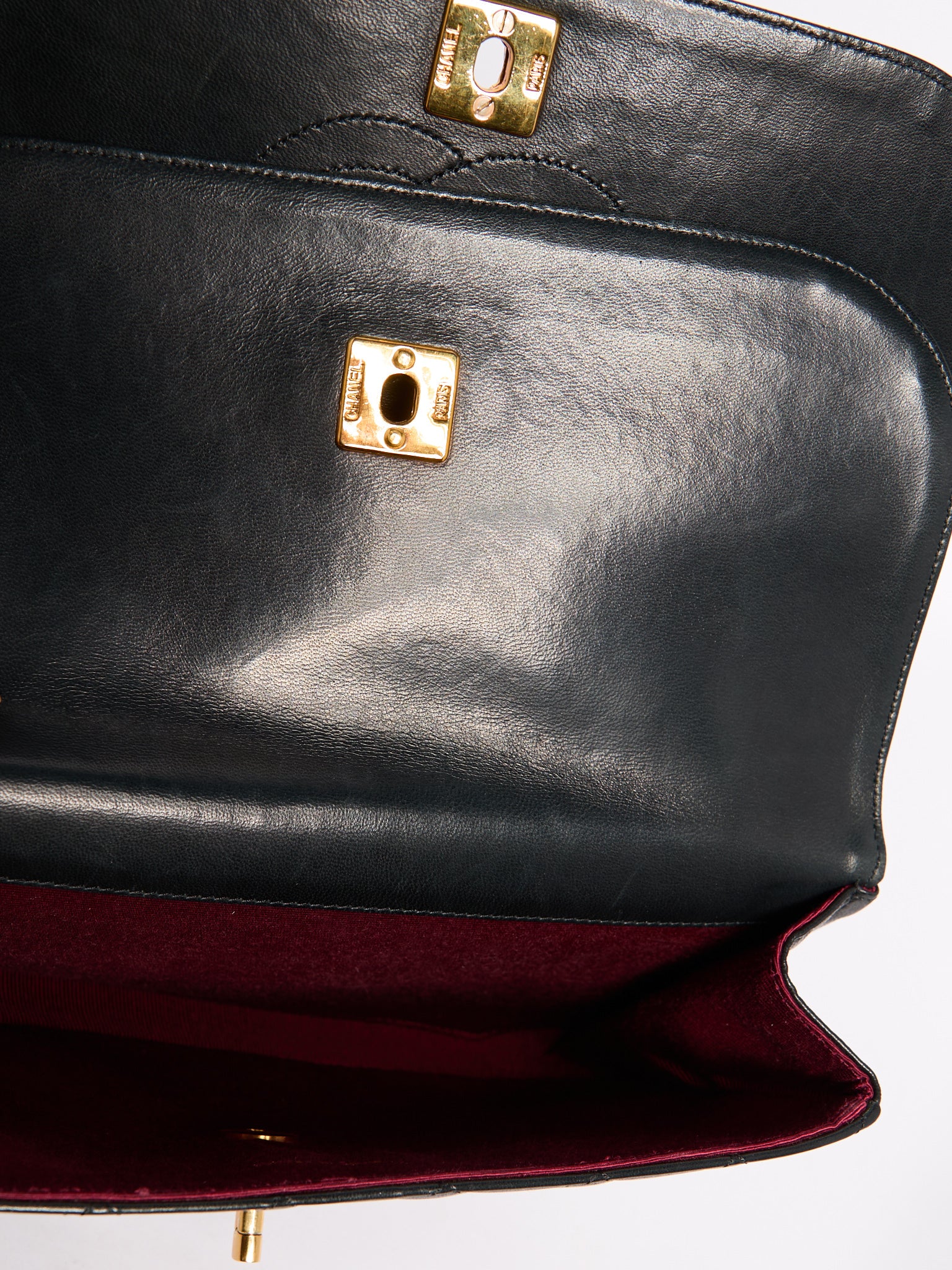 90's Chanel Black Lambskin Double Flap Crossbody Bag