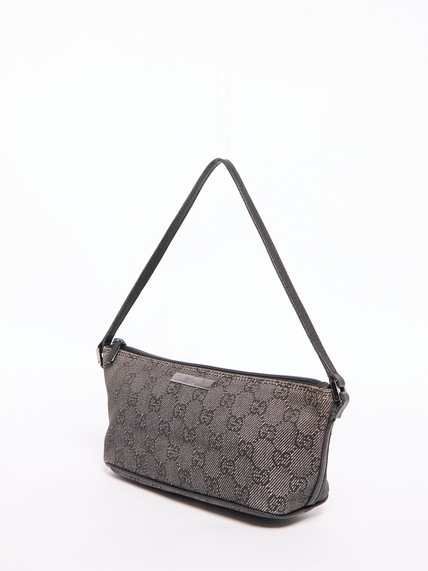 Gucci Grey Denim Monogram Pochette