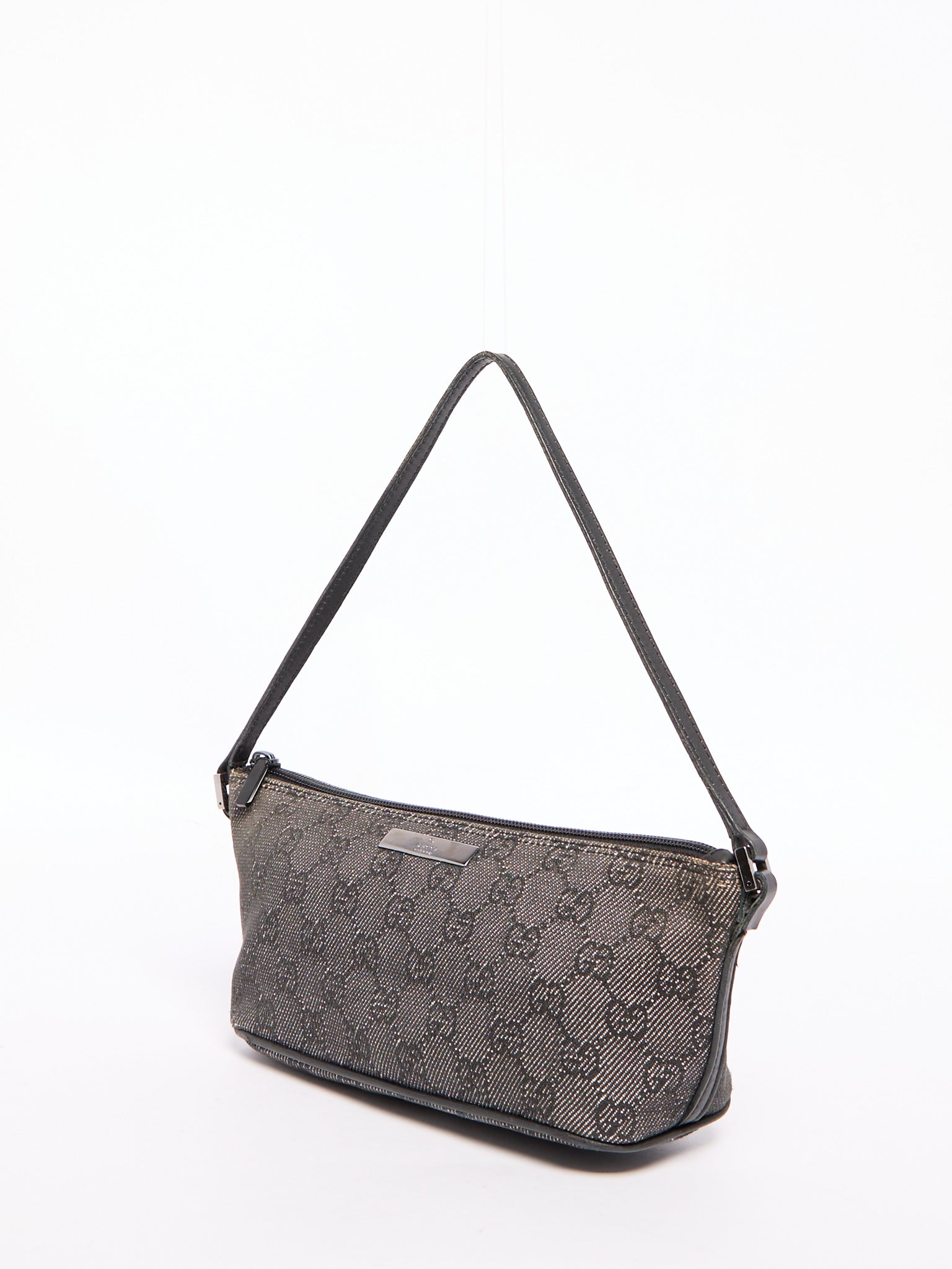 Gucci Grey Denim Monogram Pochette